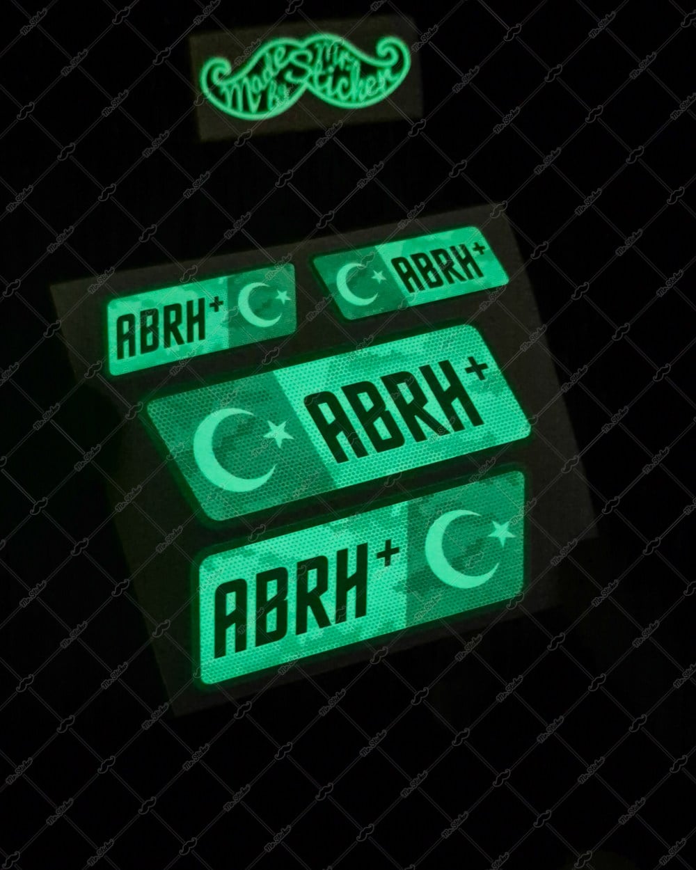 GIDWBT17 Karanlıkta Işıldayan AB Rh Pozitif (+) Kan Grubu Etiket Seti