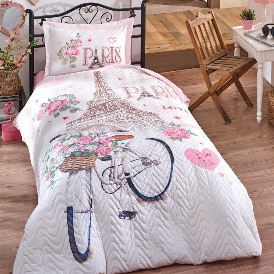 RANFORCE DÖRT MEVSİM SET T.K. PARİS LOVE V1 PEMBE