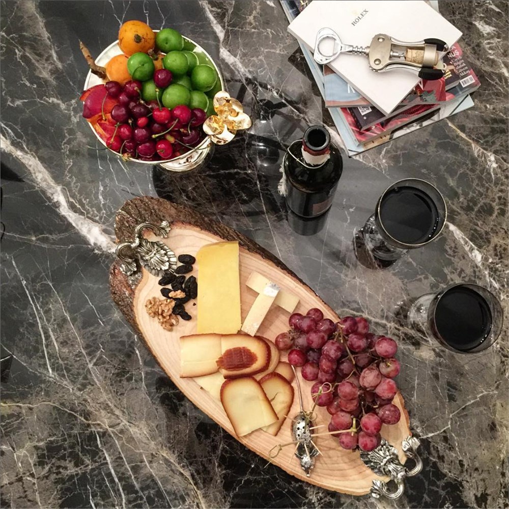 Döküm Kulplu Ahşap Peynir Servisi Tabağı