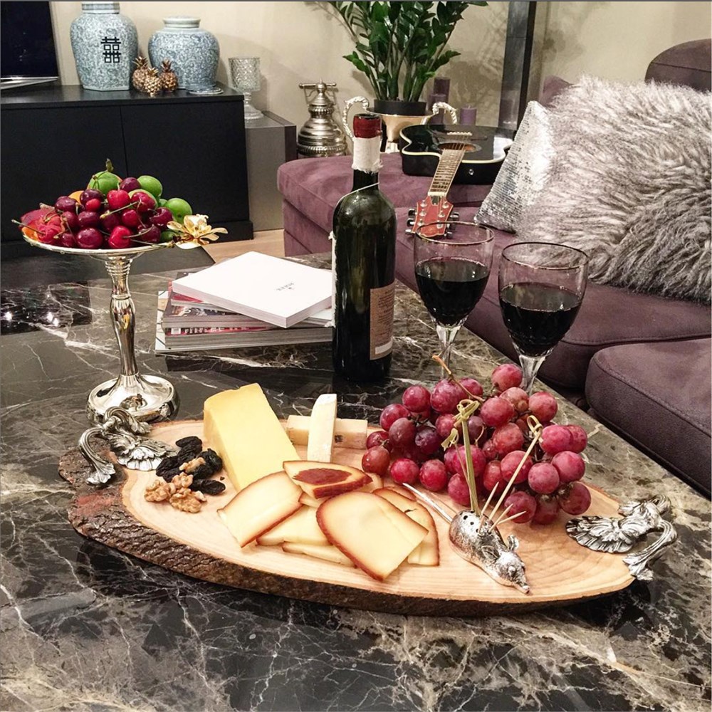 Döküm Kulplu Ahşap Peynir Servisi Tabağı