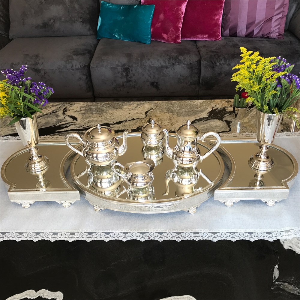 Düz Kenar Üçlü Jardinyer Takımı 