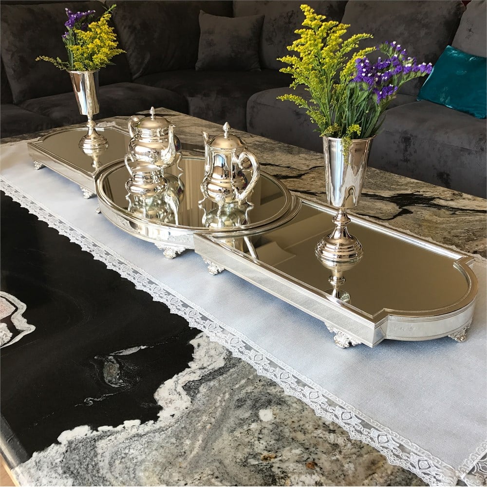 Düz Kenar Üçlü Jardinyer Takımı 