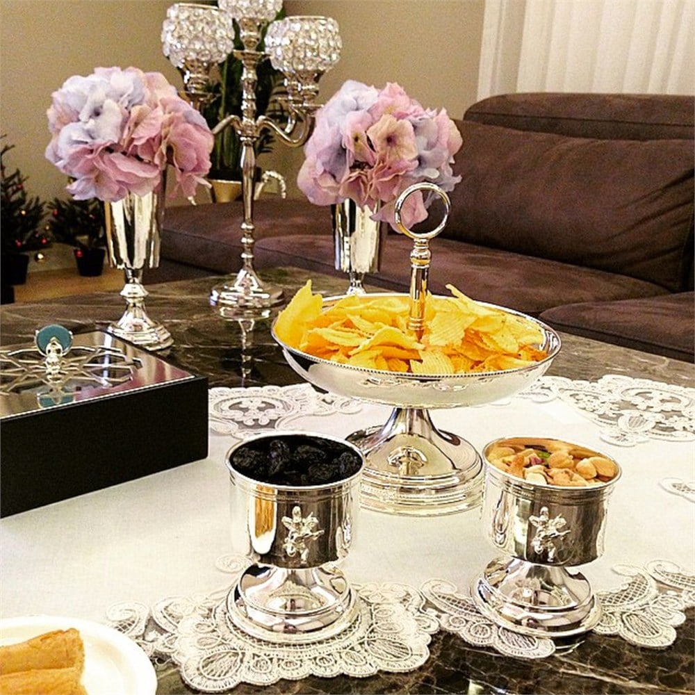 Melekli Ayaklı Mumluk Vazo Çerezlik Lokumluk