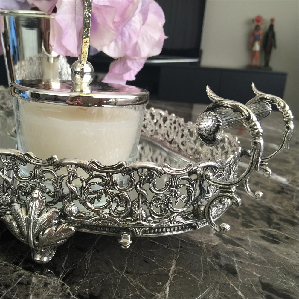 P. Balığı Kesik Oval Aynalı Tepsi 
