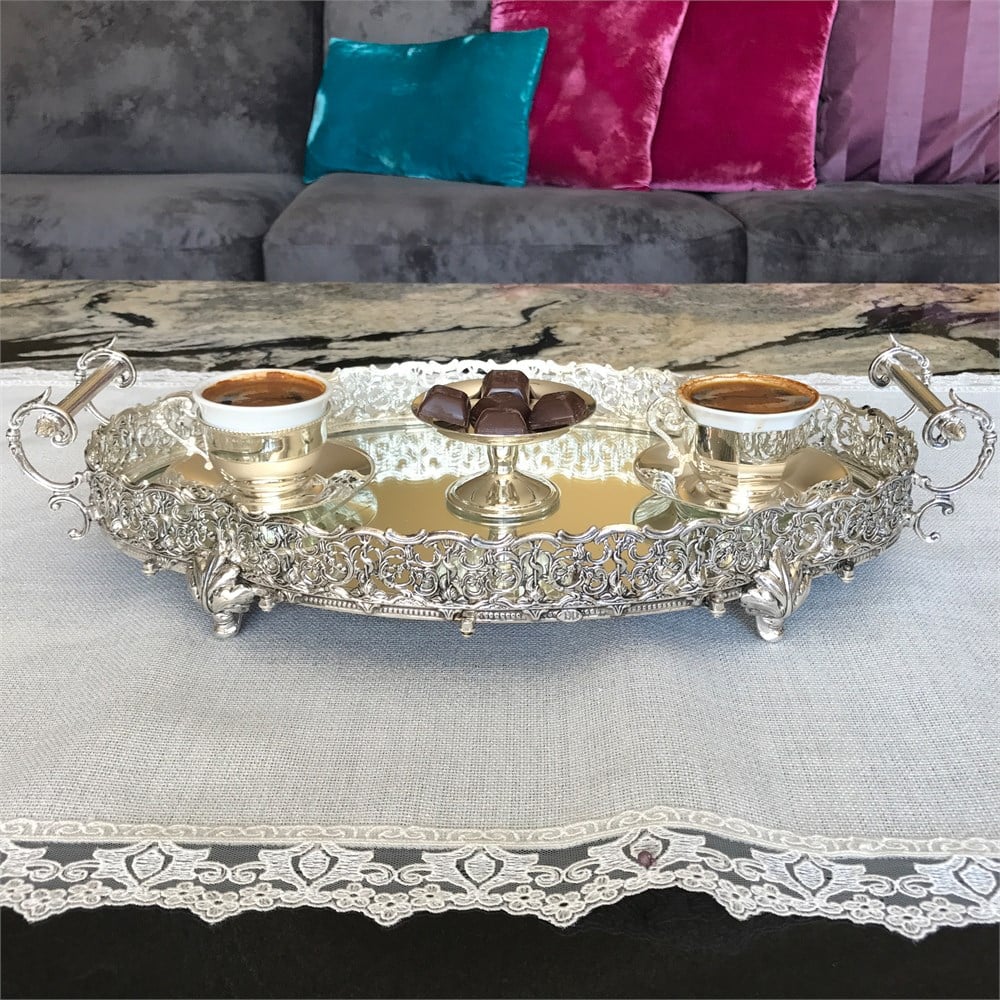 P. Balığı Kesik Oval Aynalı Tepsi 