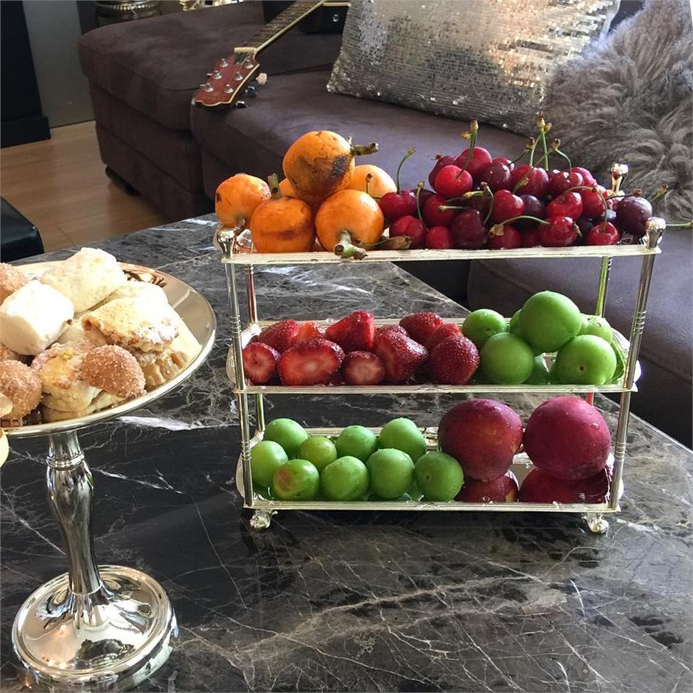 Üç Katlı Dikdörtgen Dört Çubuklu Paris Servis Makaronluk