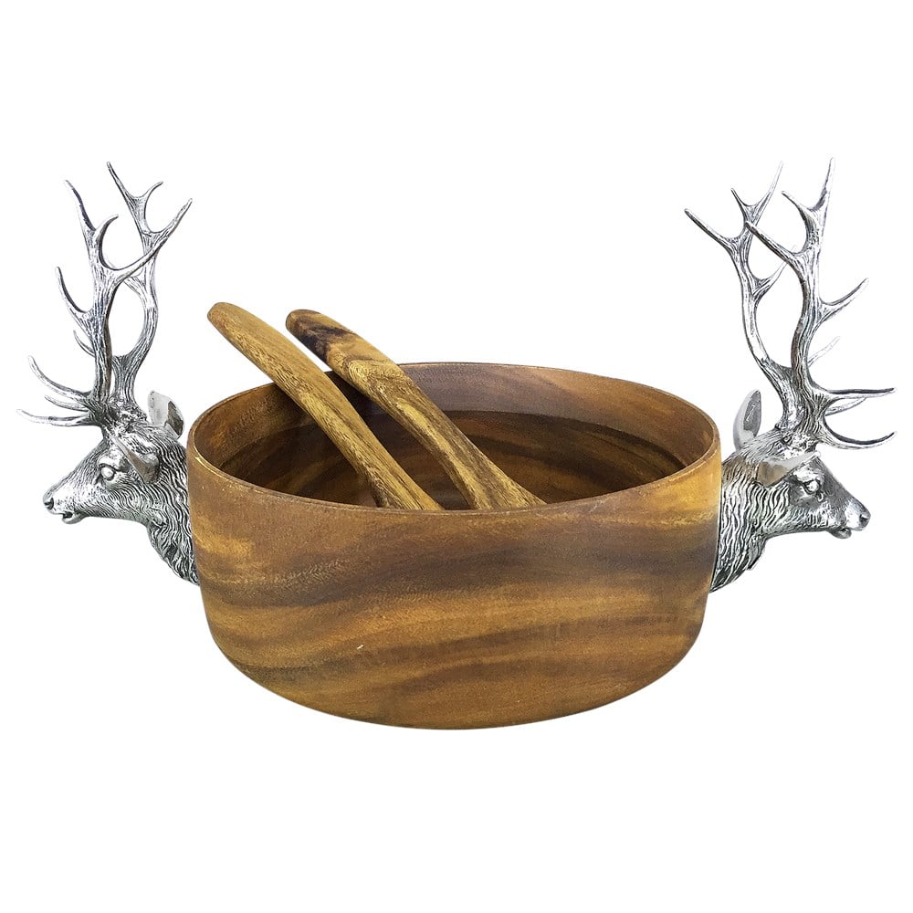 Yuvarlak Ahşap Geyikli Servis