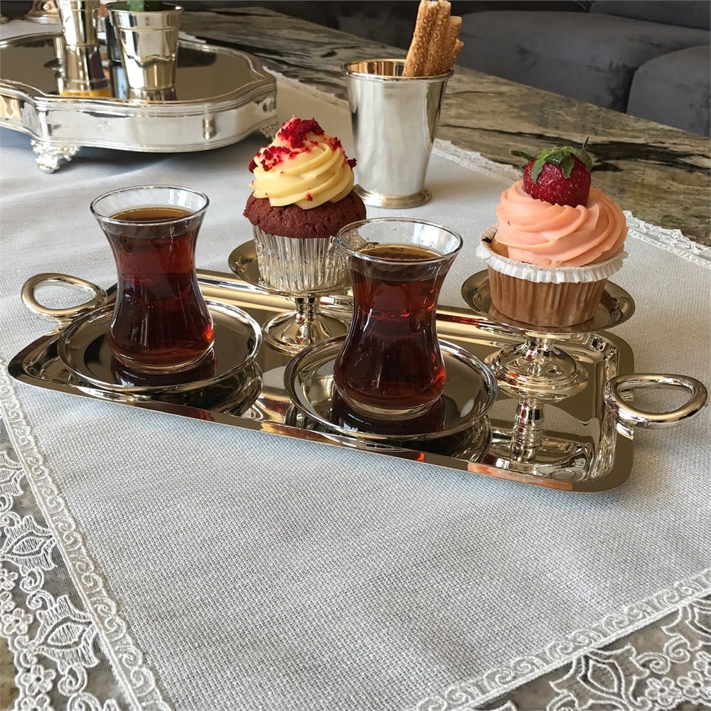 Yuvarlak Kulplu Dikdörtgen Tepsi