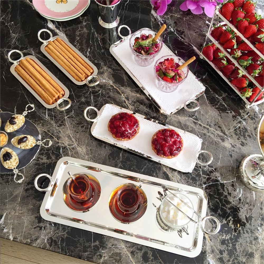 Yuvarlak Kulplu Dikdörtgen Tepsi