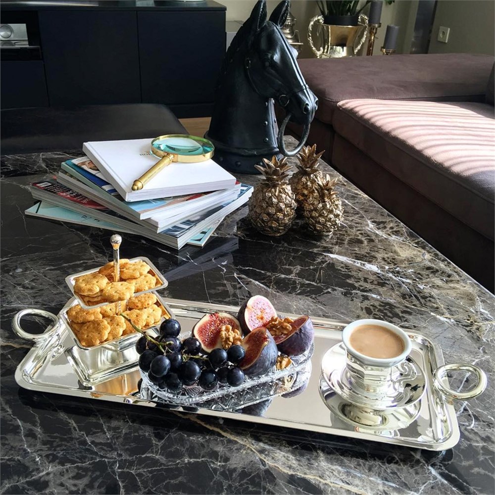 Yuvarlak Kulplu Dikdörtgen Tepsi