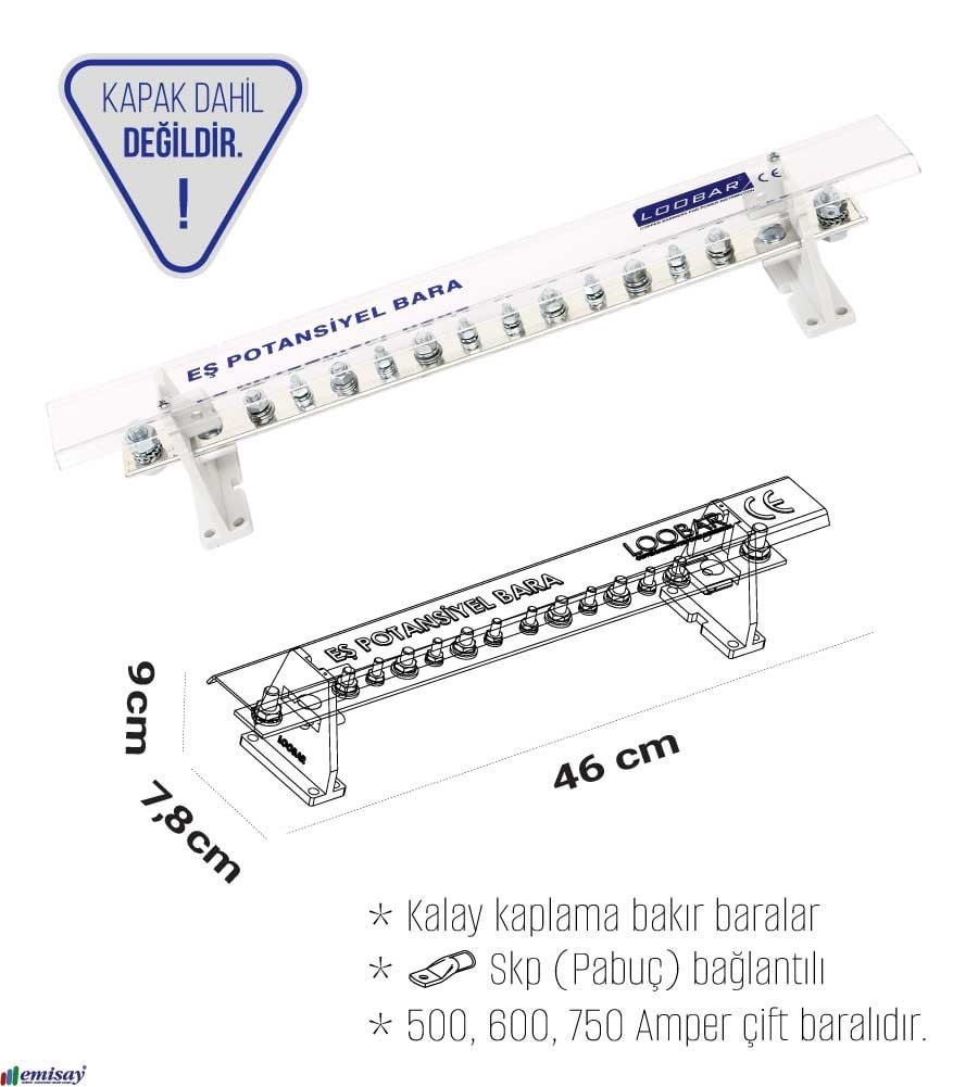 1 KUTUP - 400A (2/12 SKP,Giris-Çikisli ) KALAYLI BAKIR BARA (30x5mm)