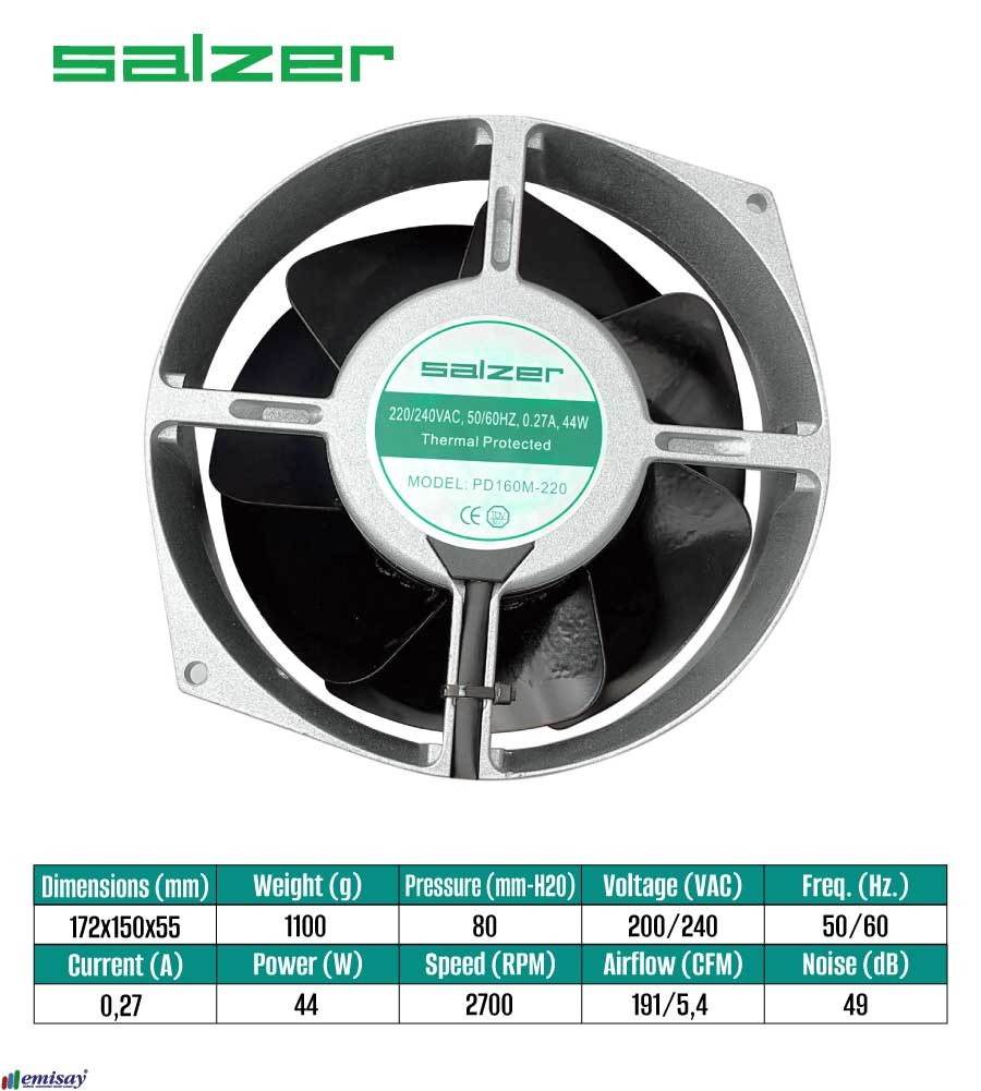 SALZER (172x150X55) FAN METAL KANATLI 220V