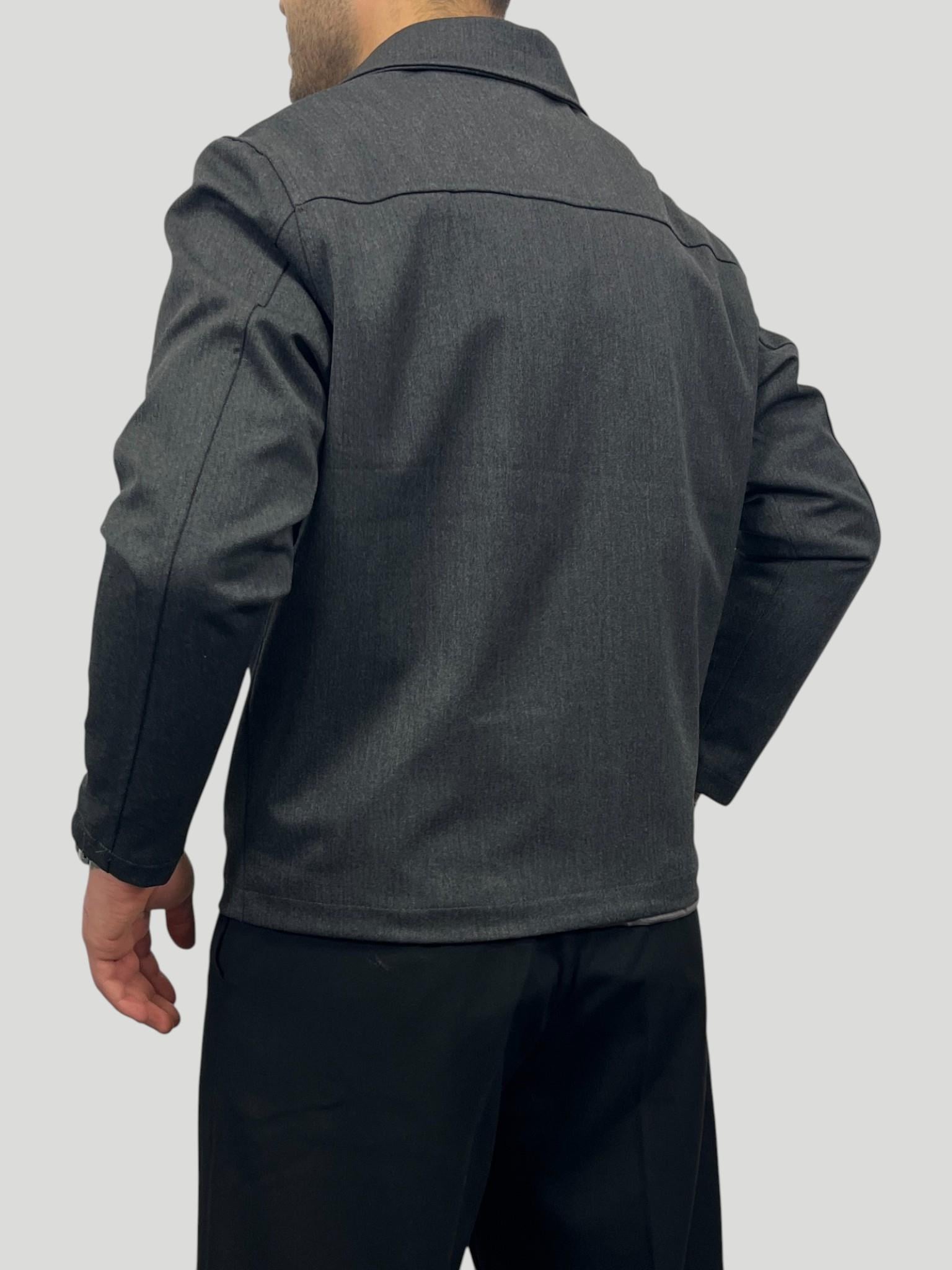 Erkek Premium Koleksiyon Oversize Kalıp Çift Fermuarlı Düz Gabardin Kumaş Ceket - Füme