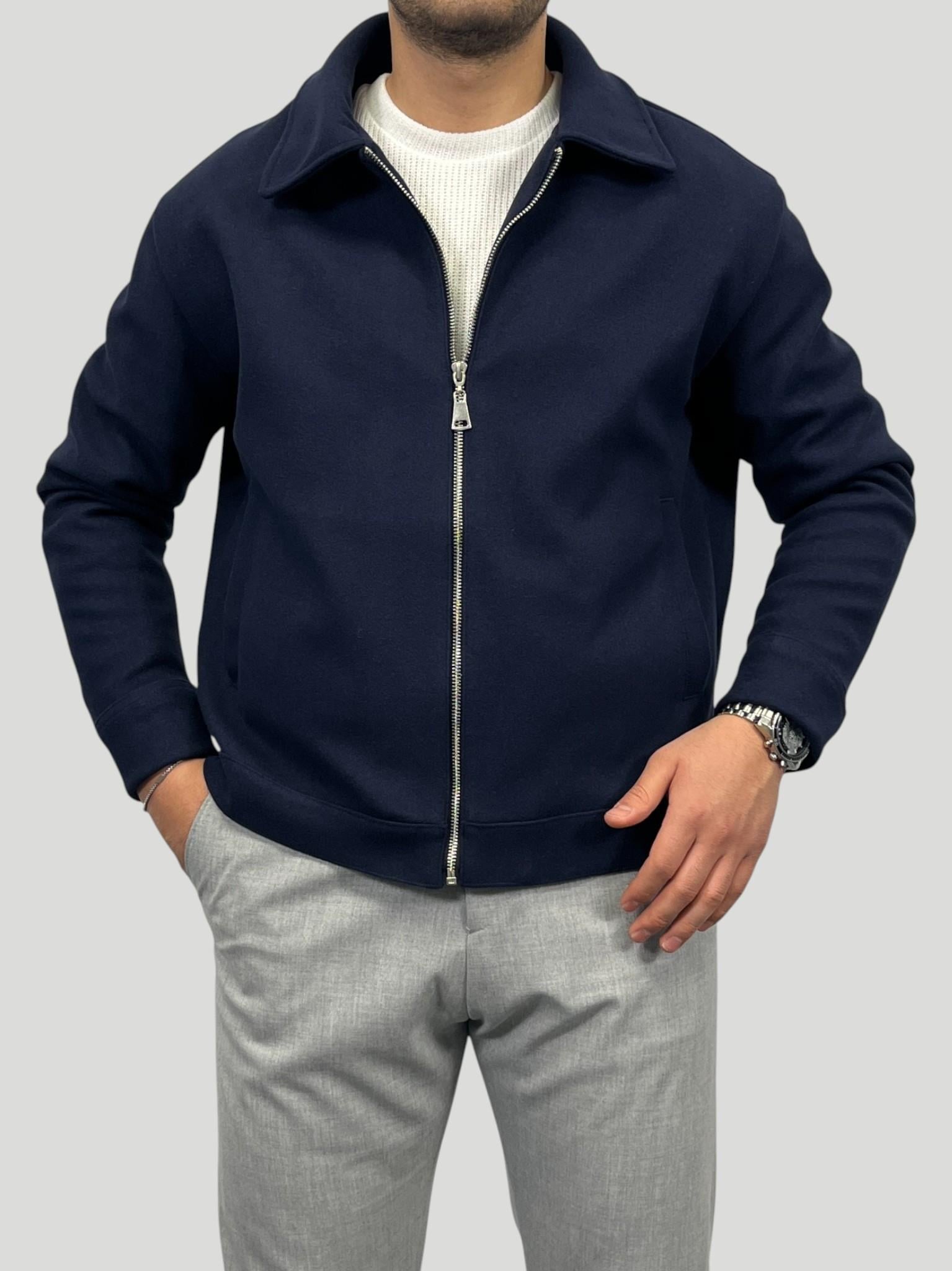 Erkek Premium Koleksiyon Oversize Kalıp Tam Astarlı Kaşe Ceket - Lacivert