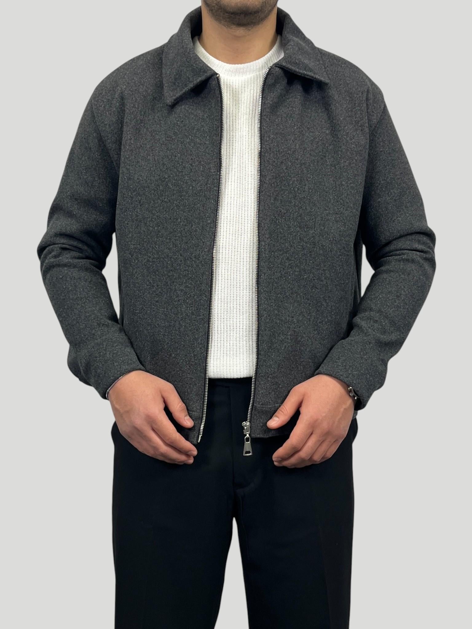 Erkek Premium Koleksiyon Oversize Kalıp Tam Astarlı Kaşe Ceket - Füme
