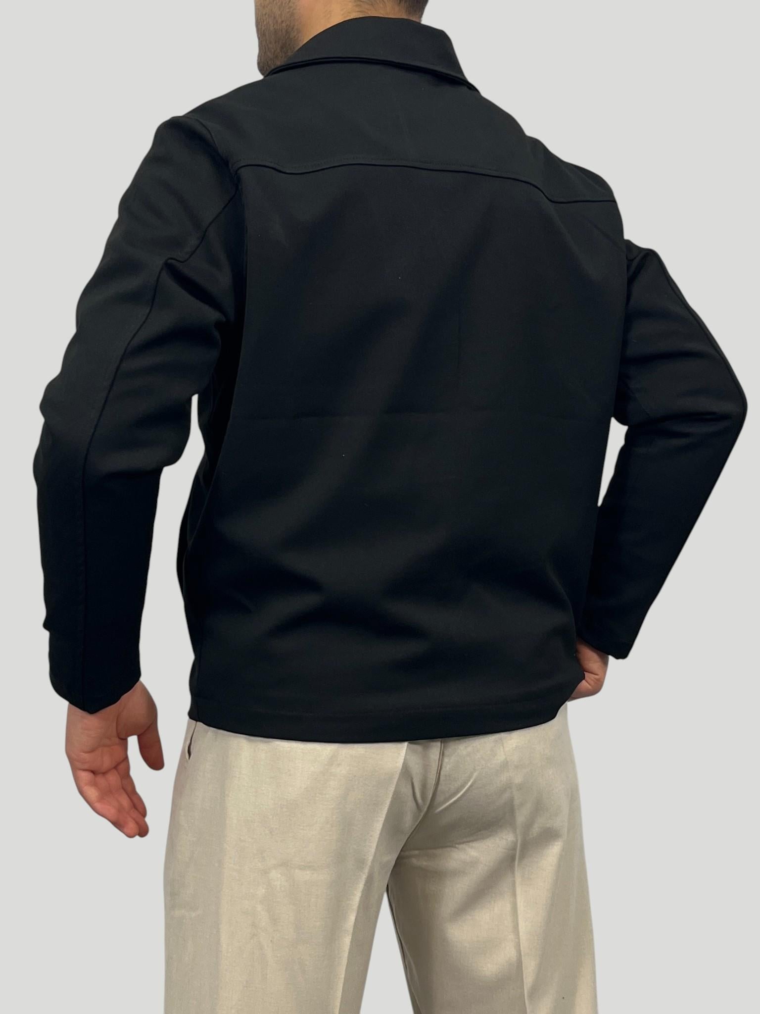 Erkek Premium Koleksiyon Oversize Kalıp Çift Fermuarlı Düz Gabardin Kumaş Ceket - Siyah