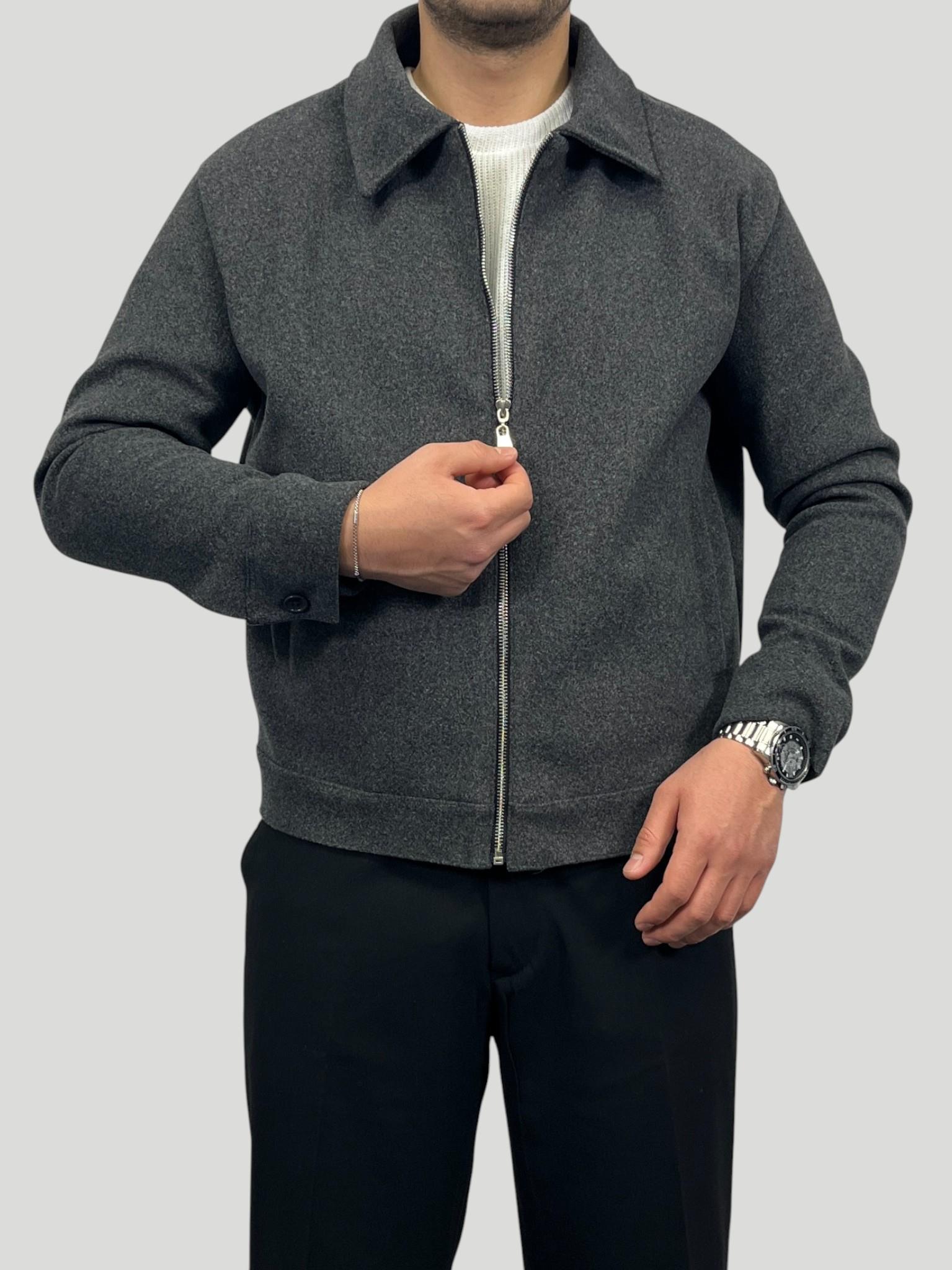 Erkek Premium Koleksiyon Oversize Kalıp Tam Astarlı Kaşe Ceket - Füme