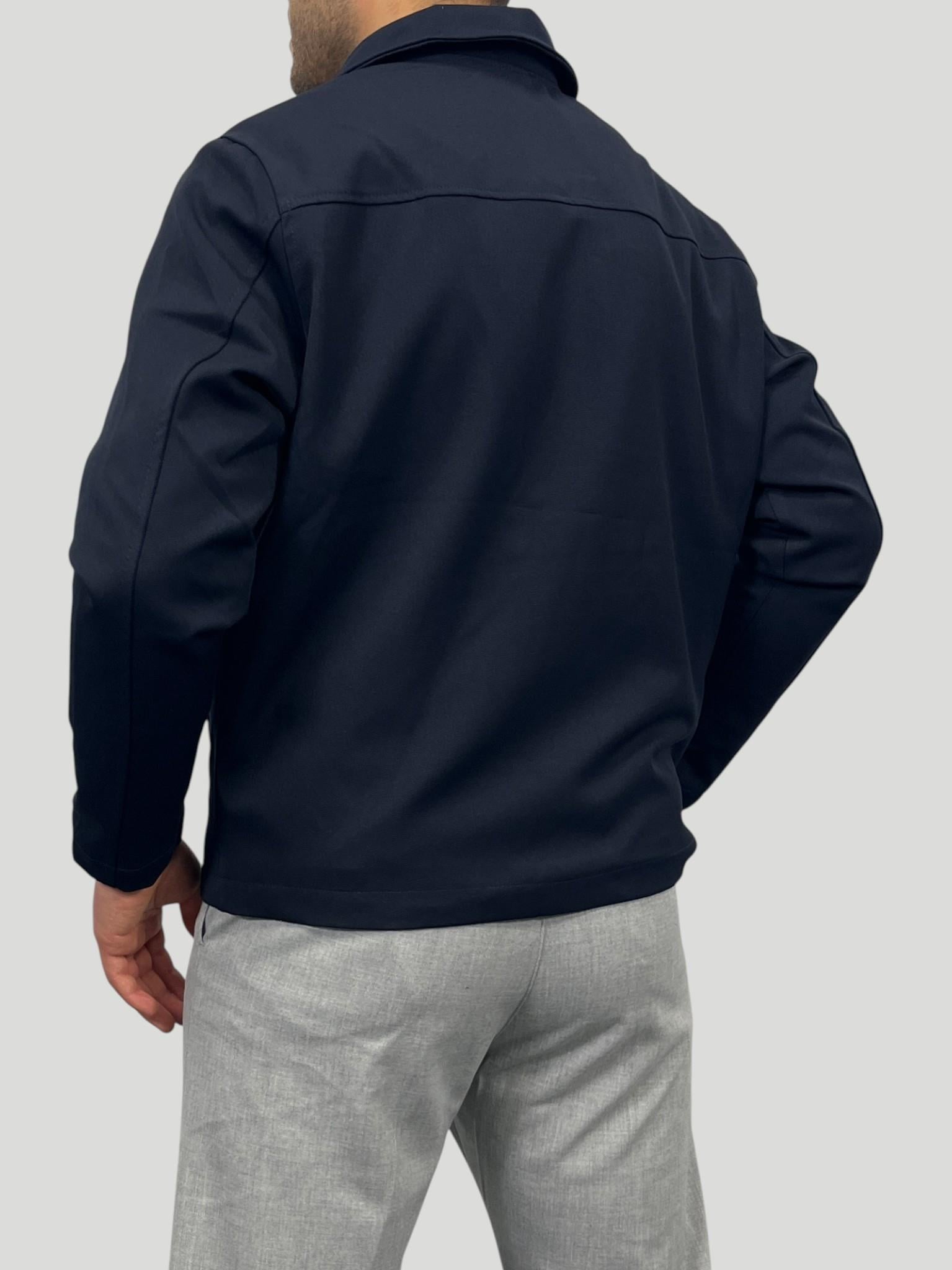 Erkek Premium Koleksiyon Oversize Kalıp Çift Fermuarlı Düz Gabardin Kumaş Ceket - Lacivert