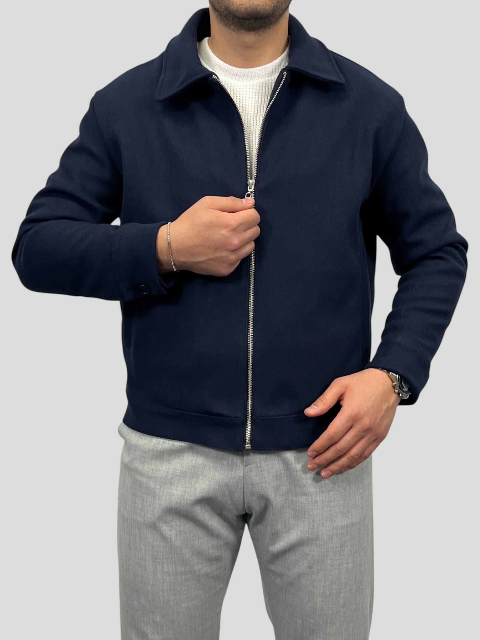 Erkek Premium Koleksiyon Oversize Kalıp Tam Astarlı Kaşe Ceket - Lacivert