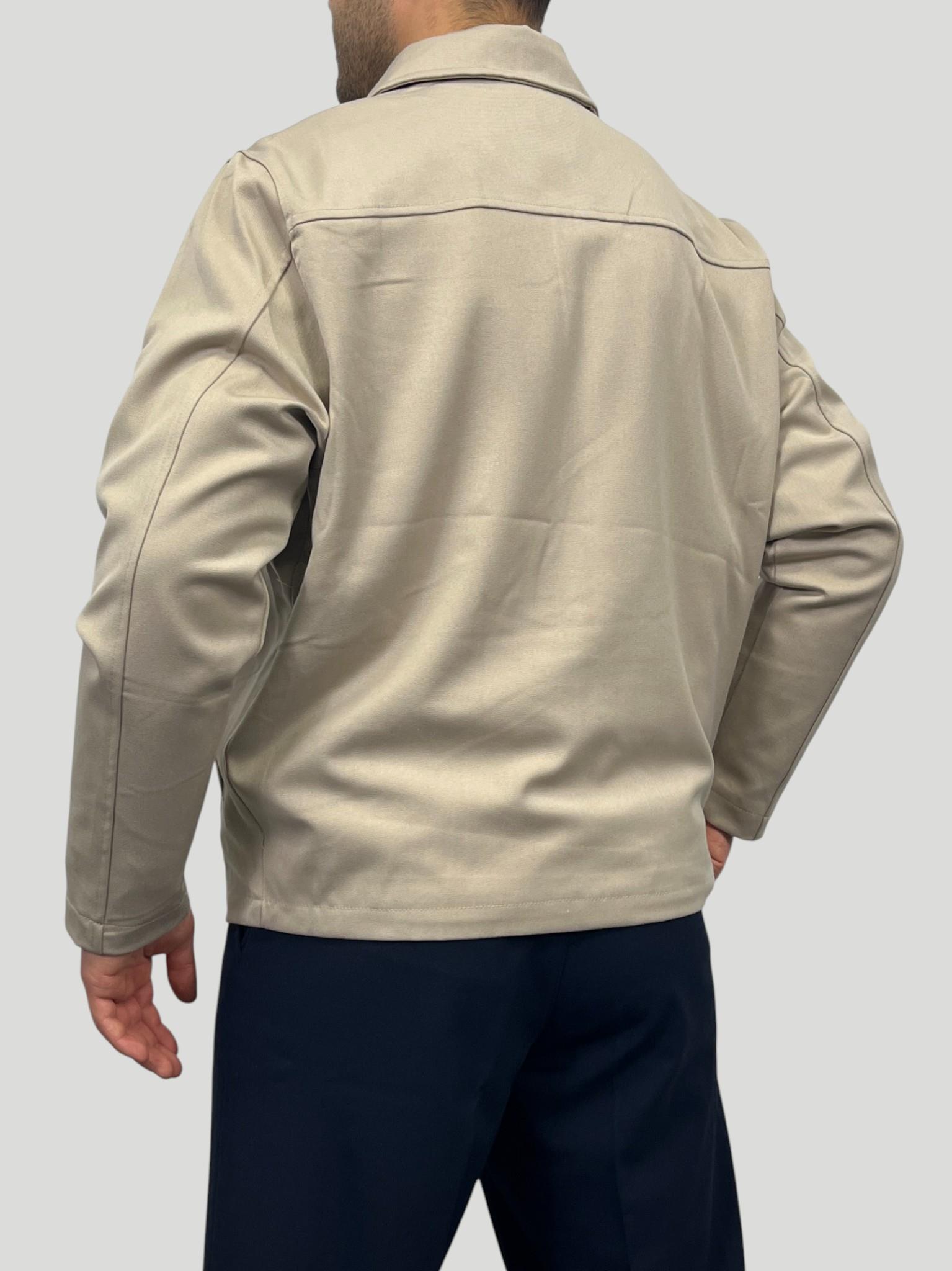 Erkek Premium Koleksiyon Oversize Kalıp Çift Fermuarlı Düz Gabardin Kumaş Ceket - Krem