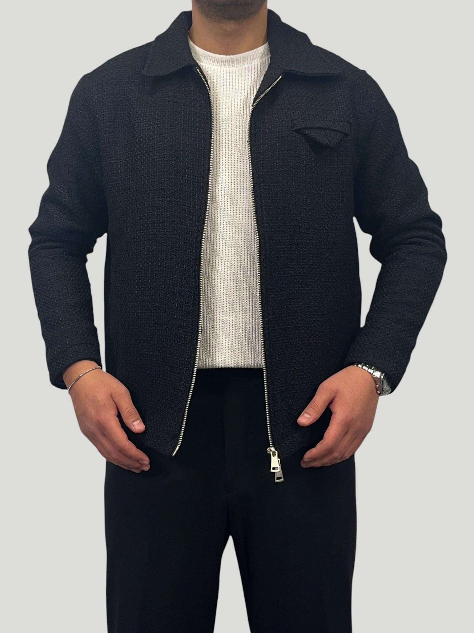 Erkek Premium Seri Oversize Kalıp Zengin Dokulu Tam Astarlı Ceket - Siyah