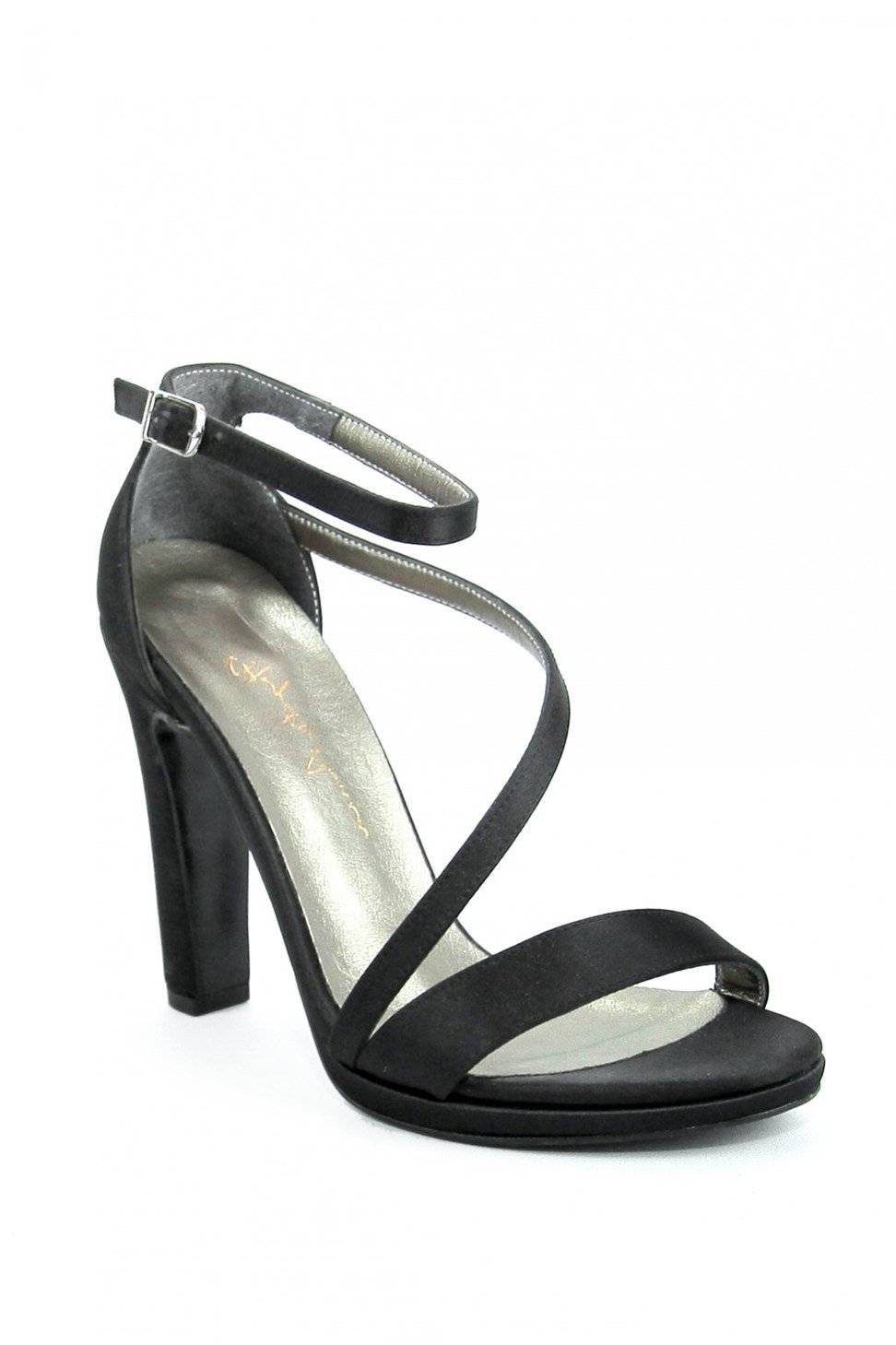 Kadın Bilekten Ayarlanabilir Bantlı Abiye Ayakkabı SİYAH SATEN