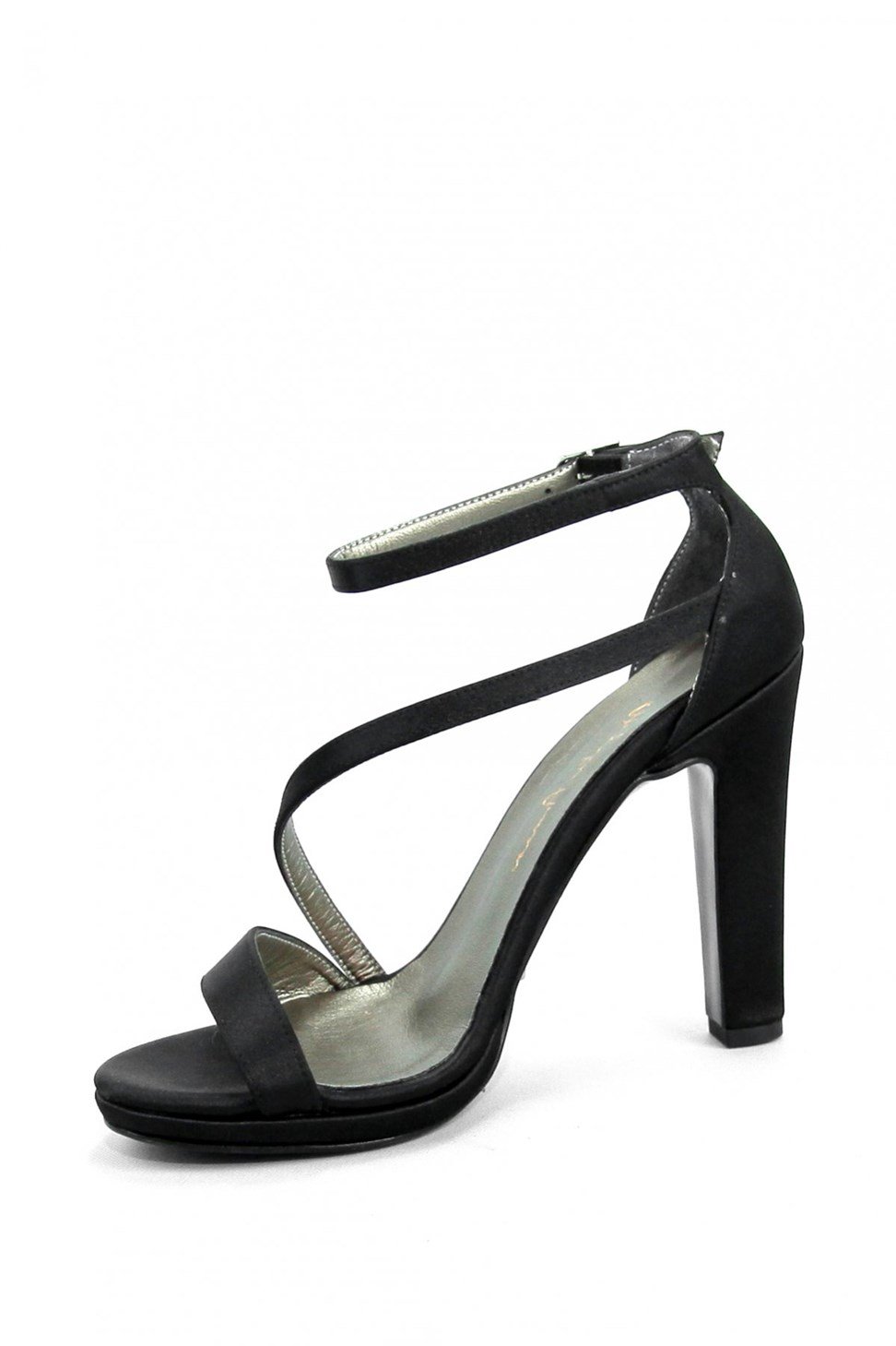 Kadın Bilekten Ayarlanabilir Bantlı Abiye Ayakkabı SİYAH SATEN