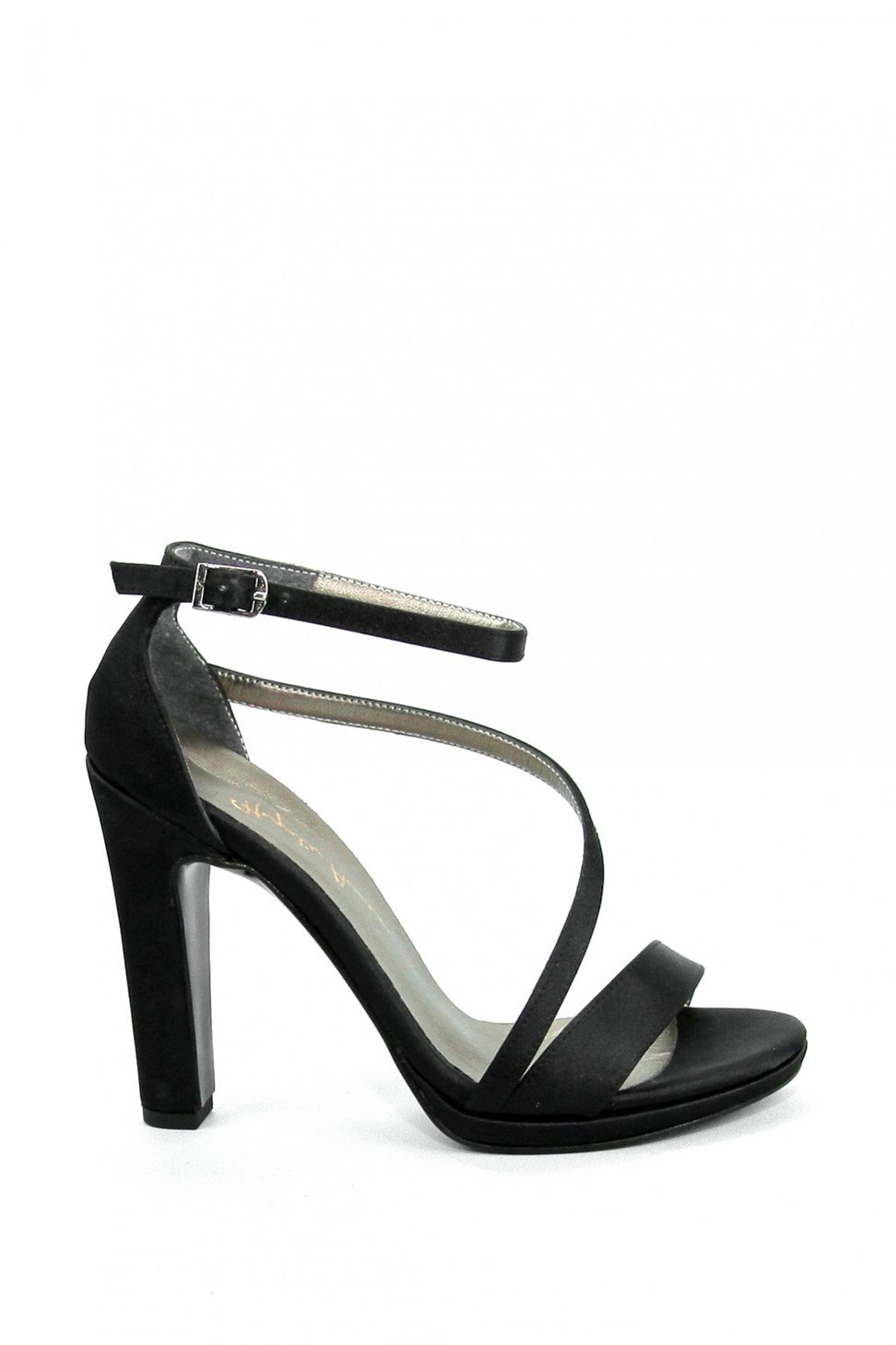 Kadın Bilekten Ayarlanabilir Bantlı Abiye Ayakkabı SİYAH SATEN