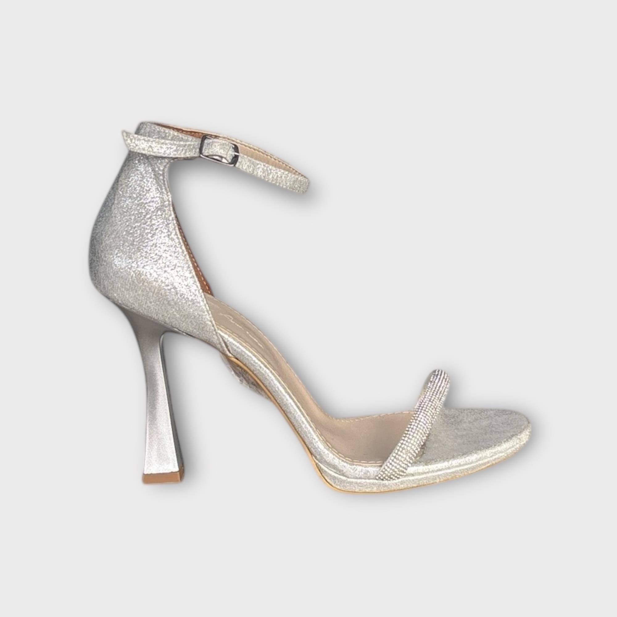 Kadın Bilekten Bağlamalı Taş Detaylı Abiye Ayakkabı Lame