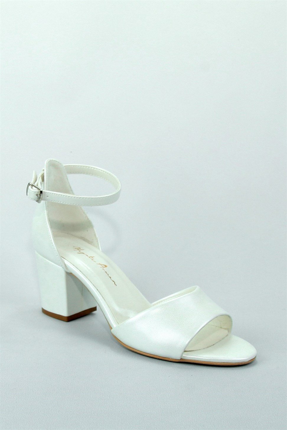 Kadın Bilekten Tokalı Açık Abiye Ayakkabı BEYAZ SEDEF