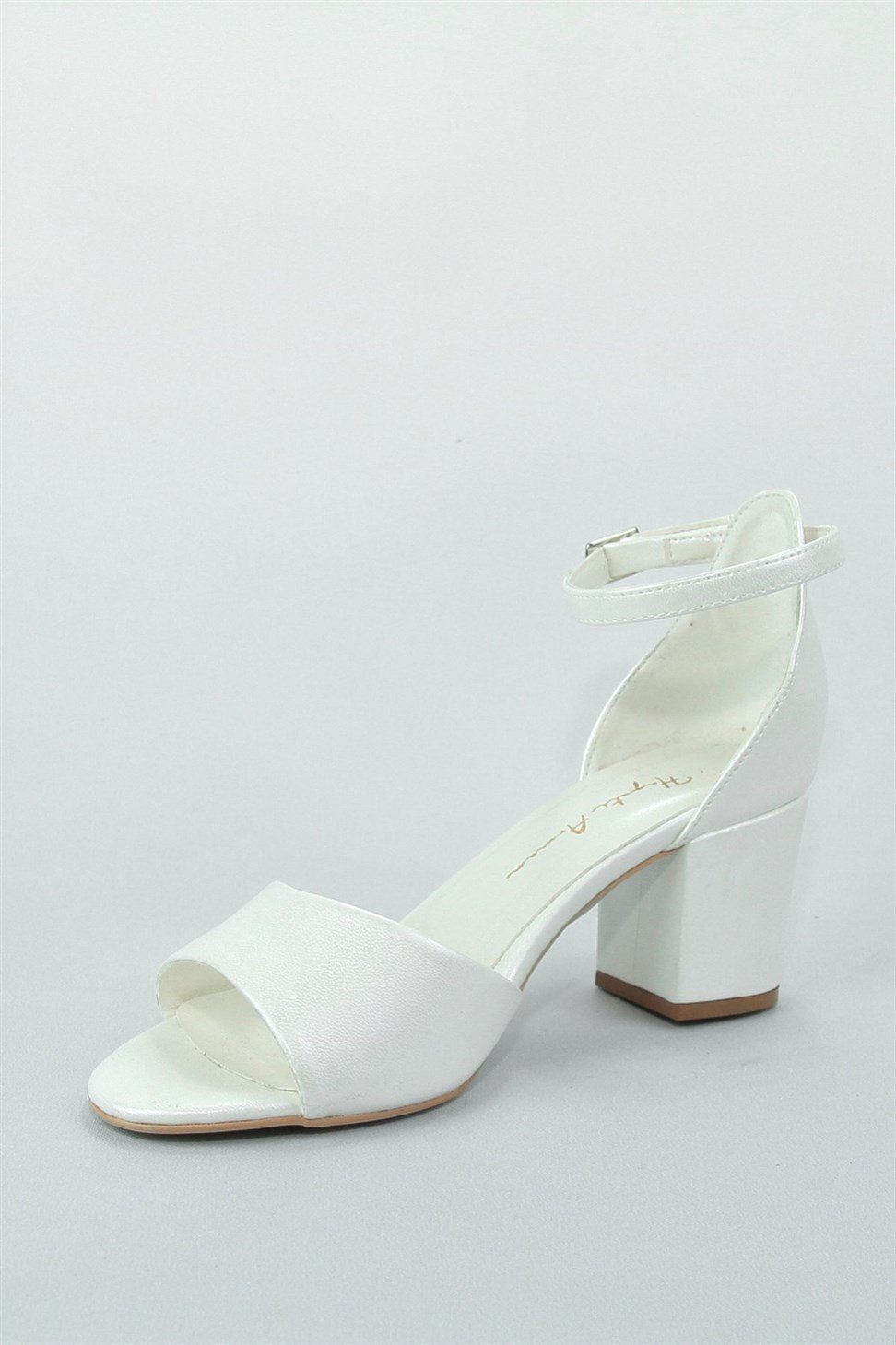 Kadın Bilekten Tokalı Açık Abiye Ayakkabı BEYAZ SEDEF