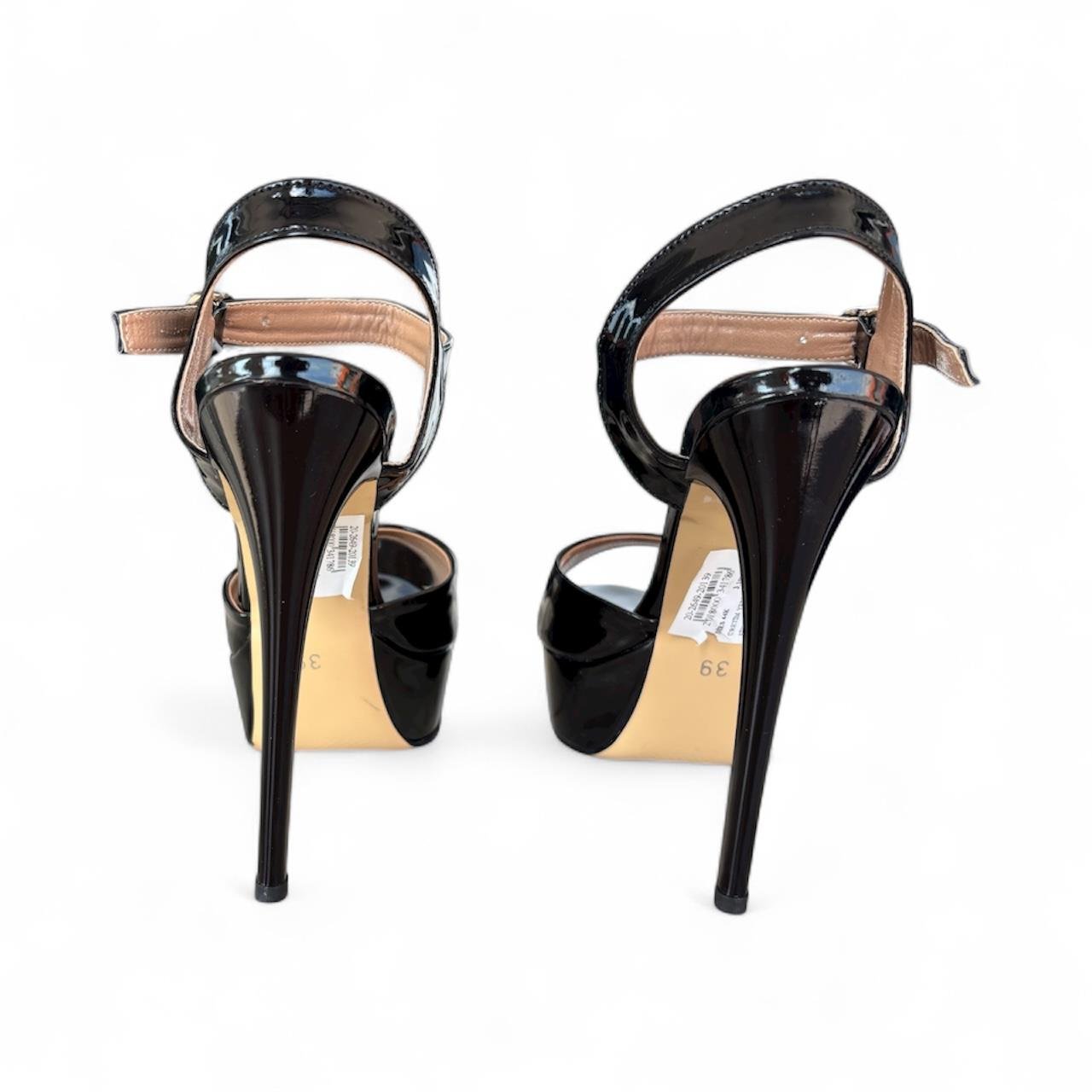 Kadın Bilekten Tokalı Yüksek Topuklu Abiye Ayakkabı Siyah Rugan