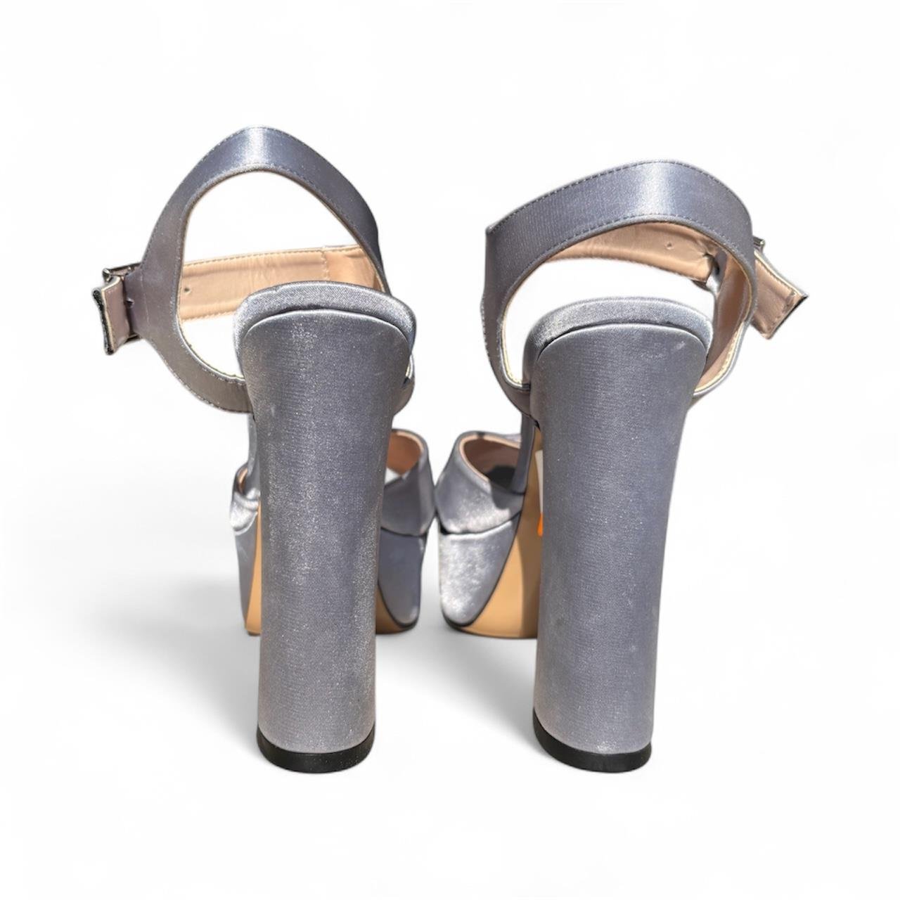 Kadın Çapraz Bantlı Kalın Topuklu Açık Ayakkabı Koyu Gri
