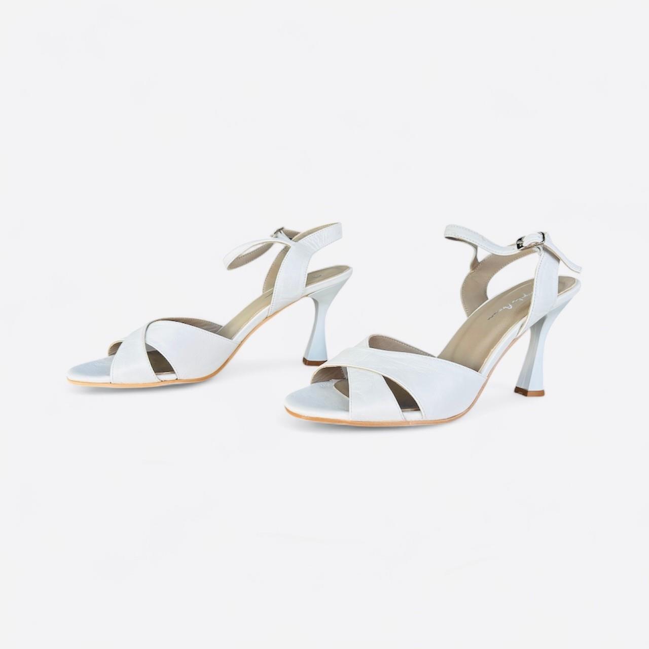 Kadın Hakiki Deri Bilekten Tokalı Abiye Ayakkabı Beyaz