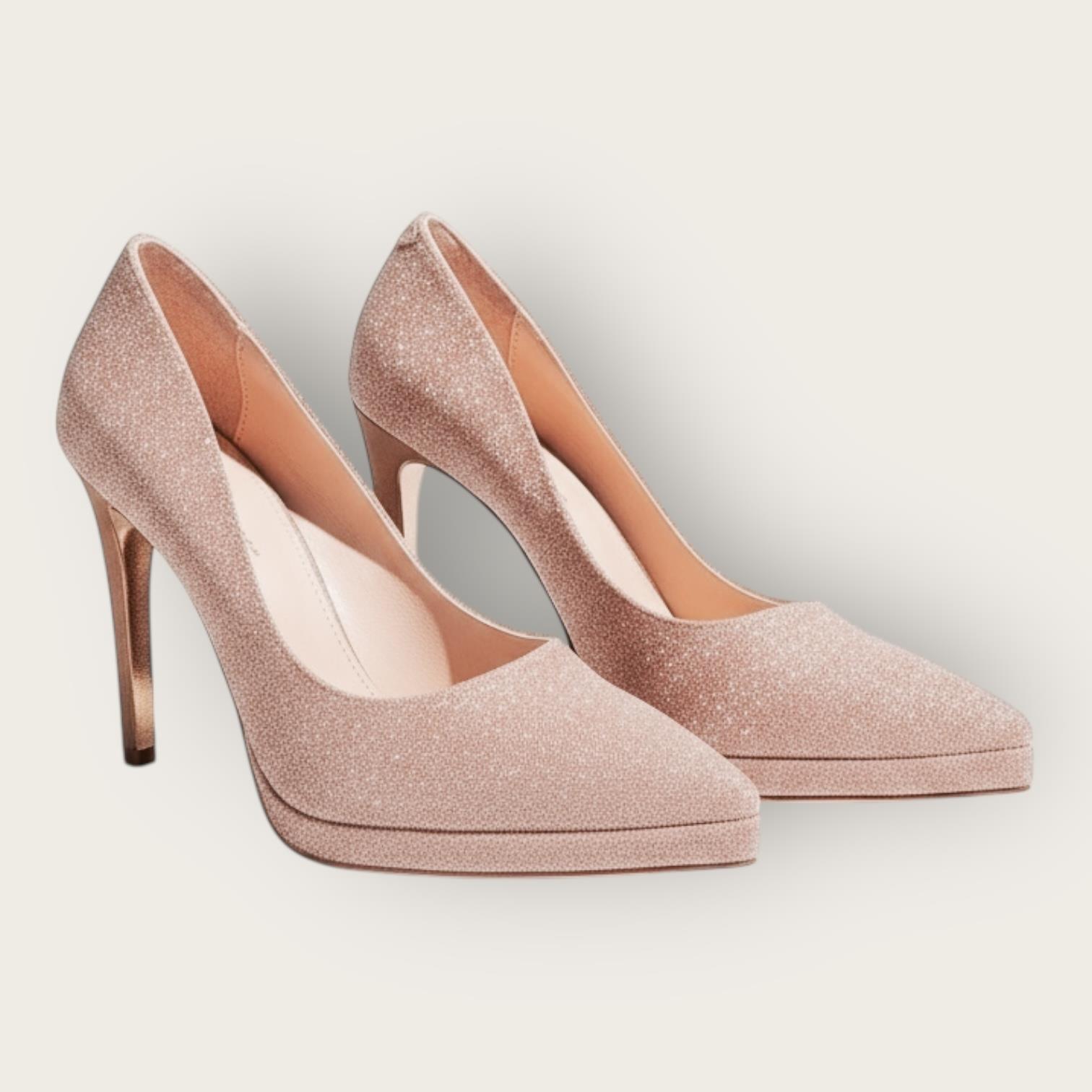Kadın Önden Platformlu Simli Abiye Ayakkabı Rose Sim