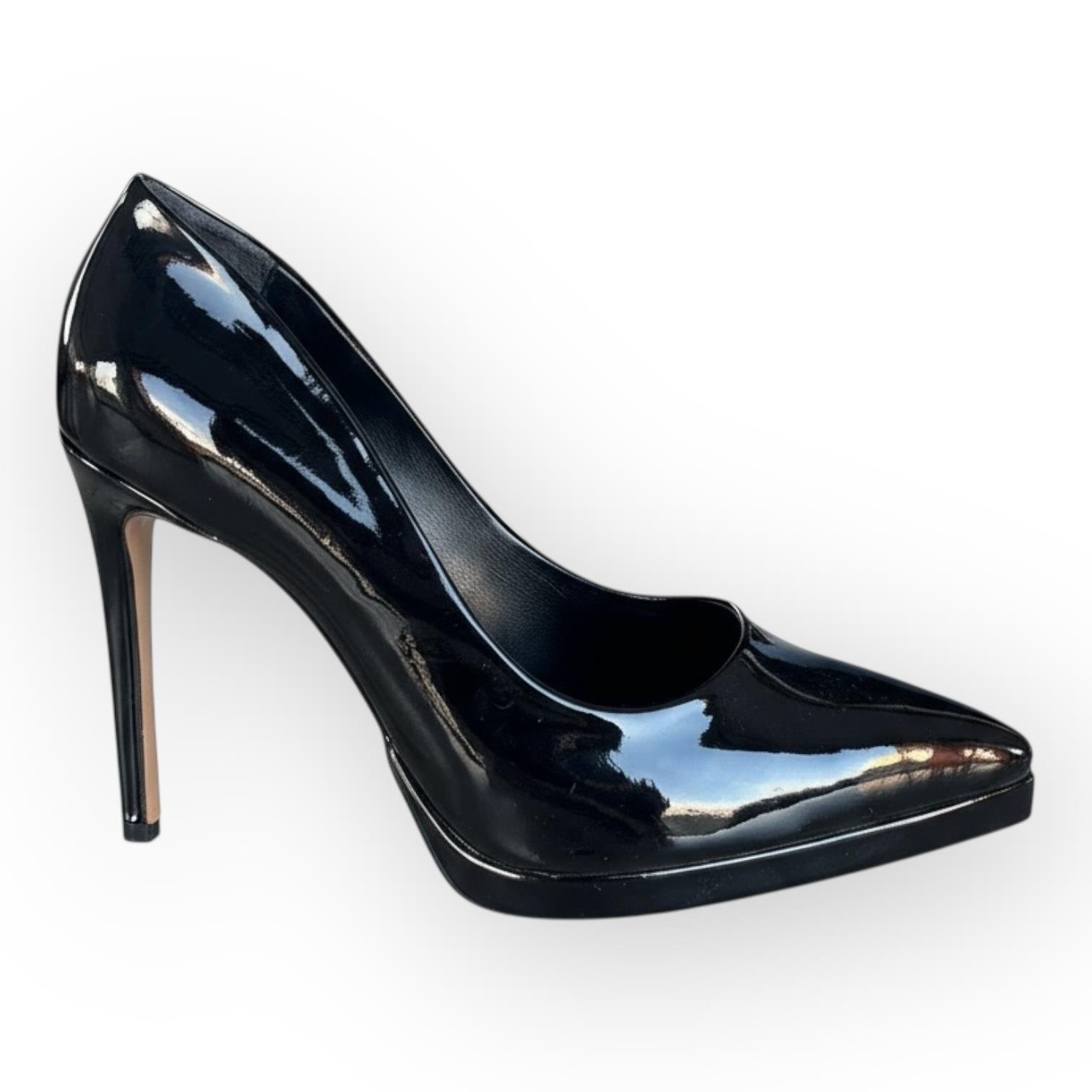 Kadın Önden Platformlu Simli Abiye Ayakkabı Siyah Rugan