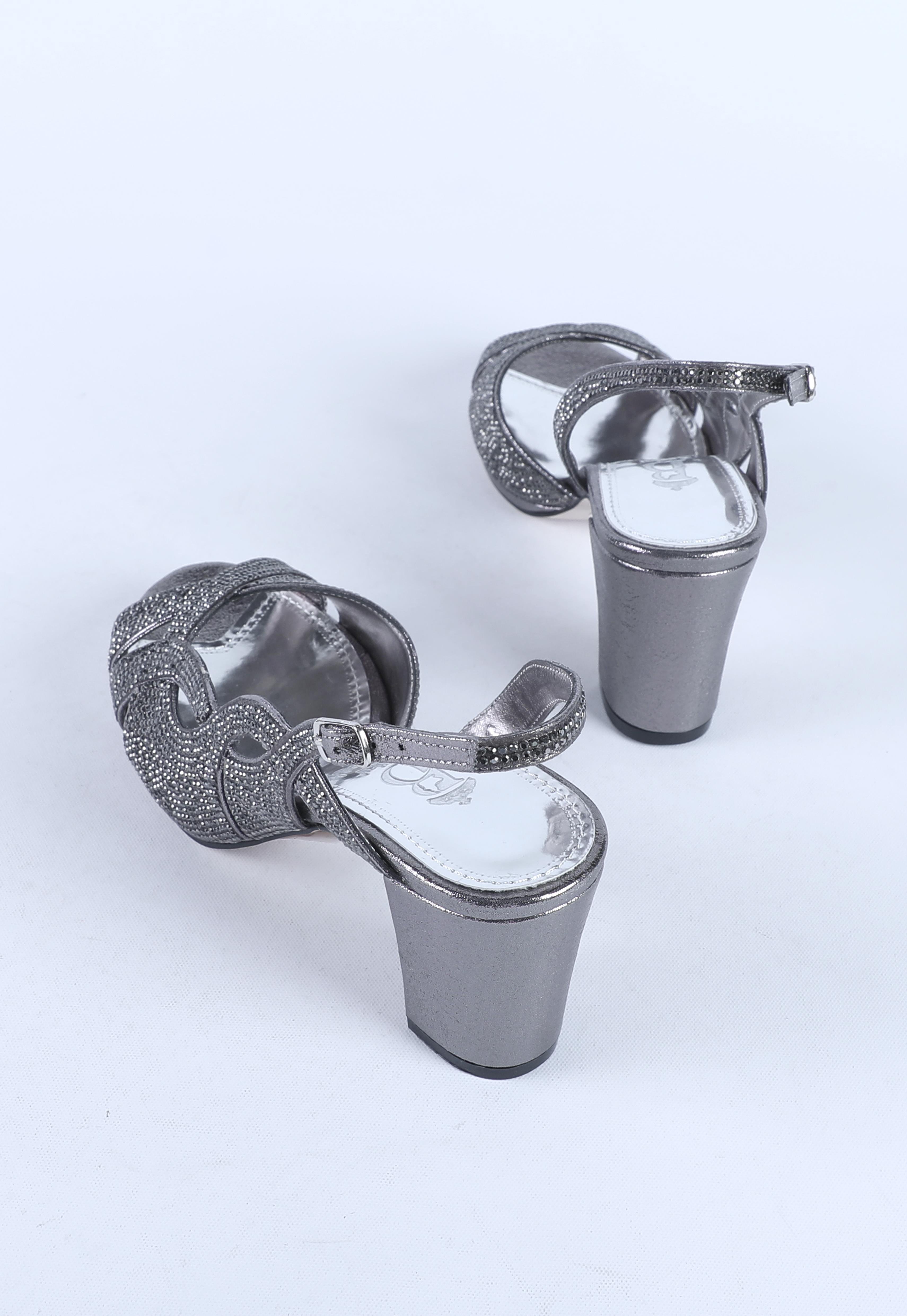 Kadın Taş Detaylı Abiye Ayakkabı Platin