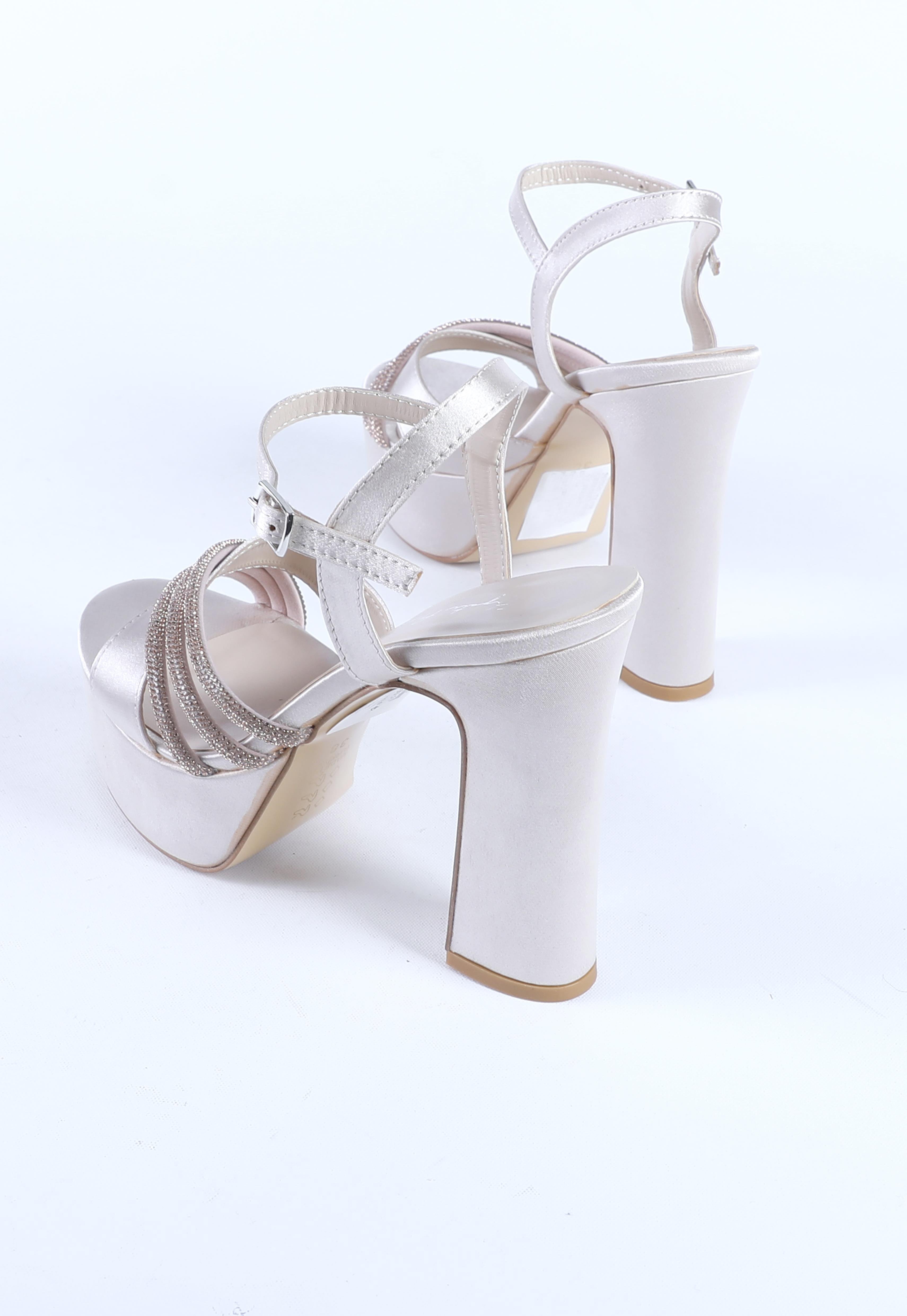 Kadın Taş Detaylı Abiye Ayakkabı Ten Saten