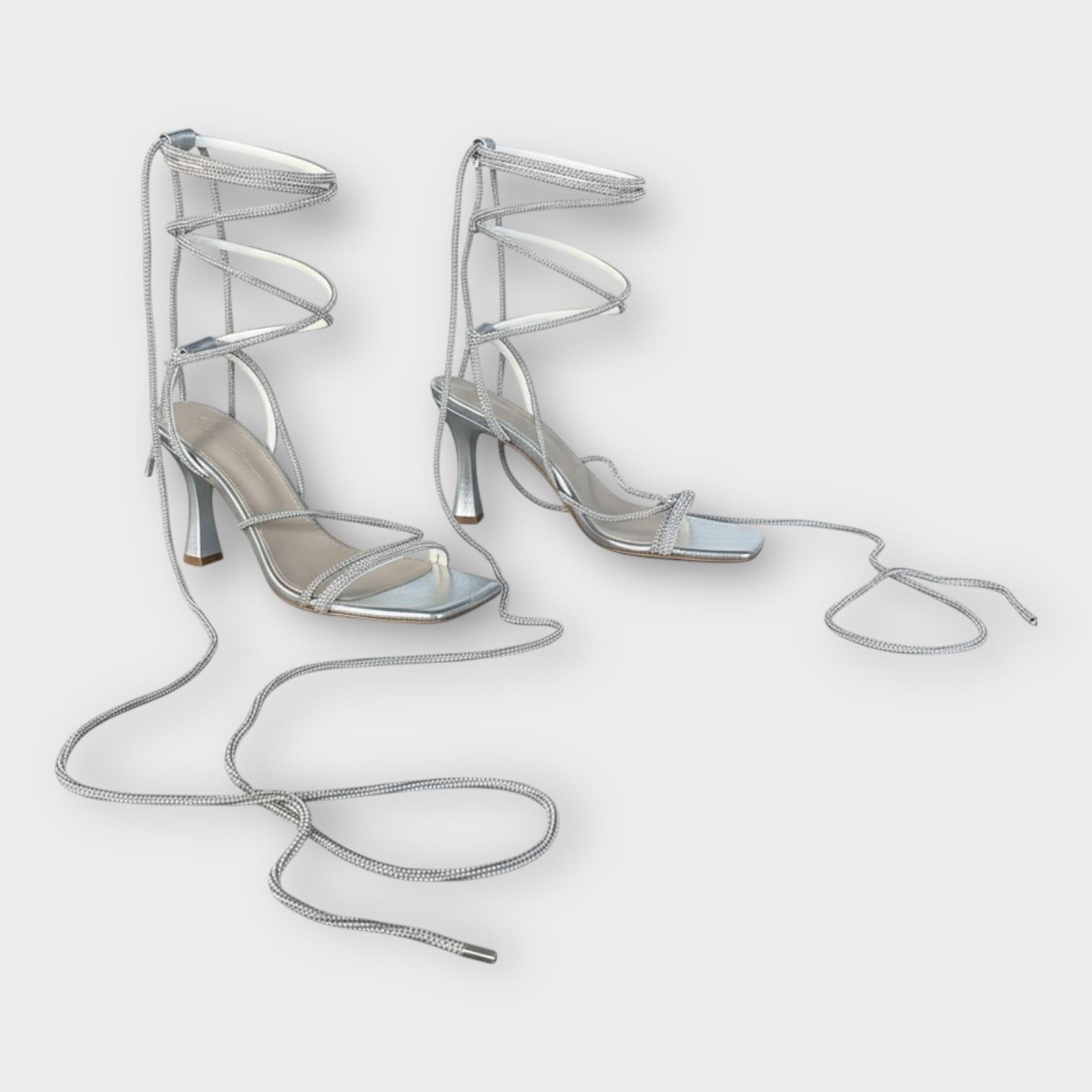 Kadın Taş Kordon Detaylı Abiye Ayakkabı Lame