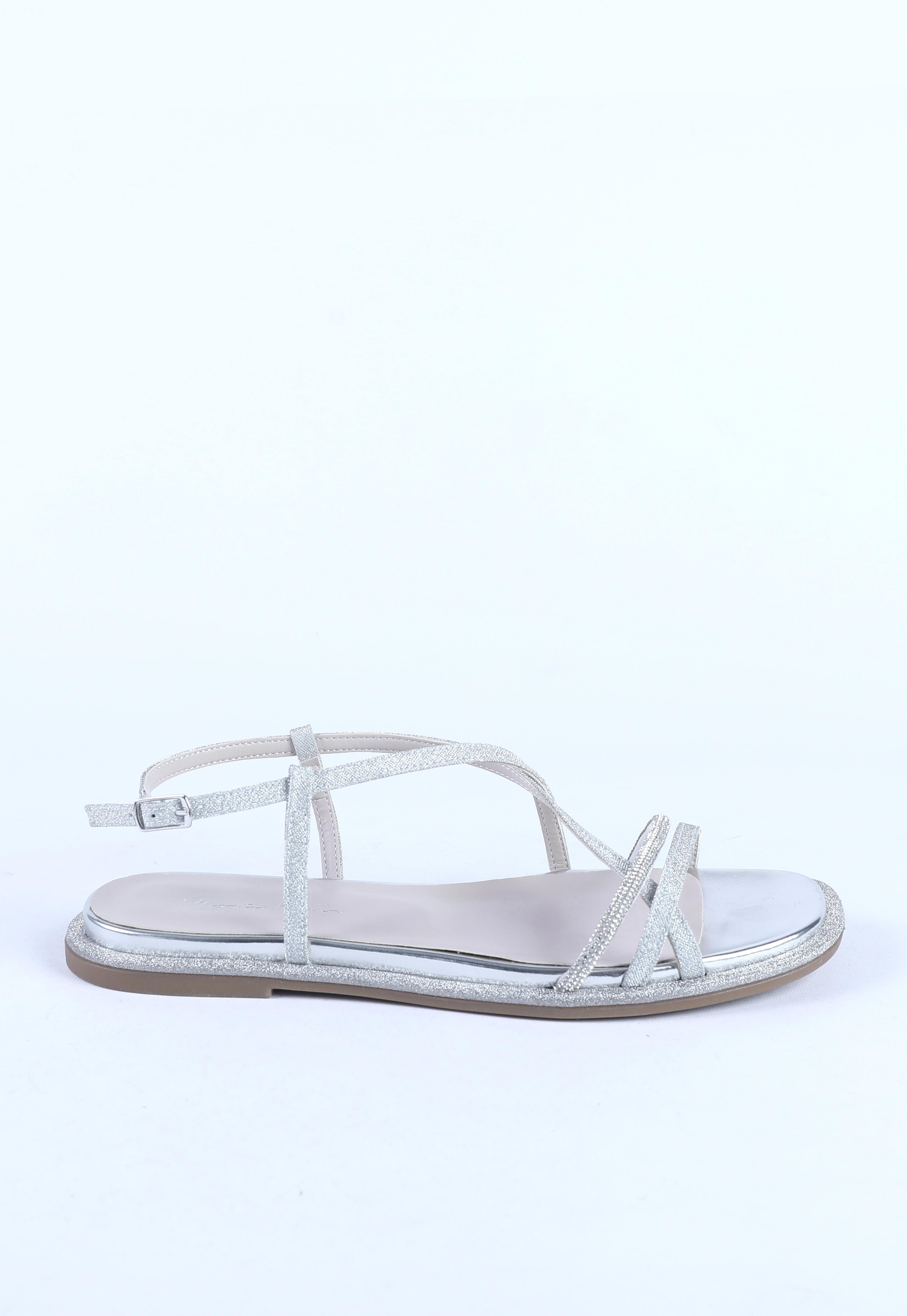 Kadın Taş Kordon Detaylı Abiye Ayakkabı Gümüş