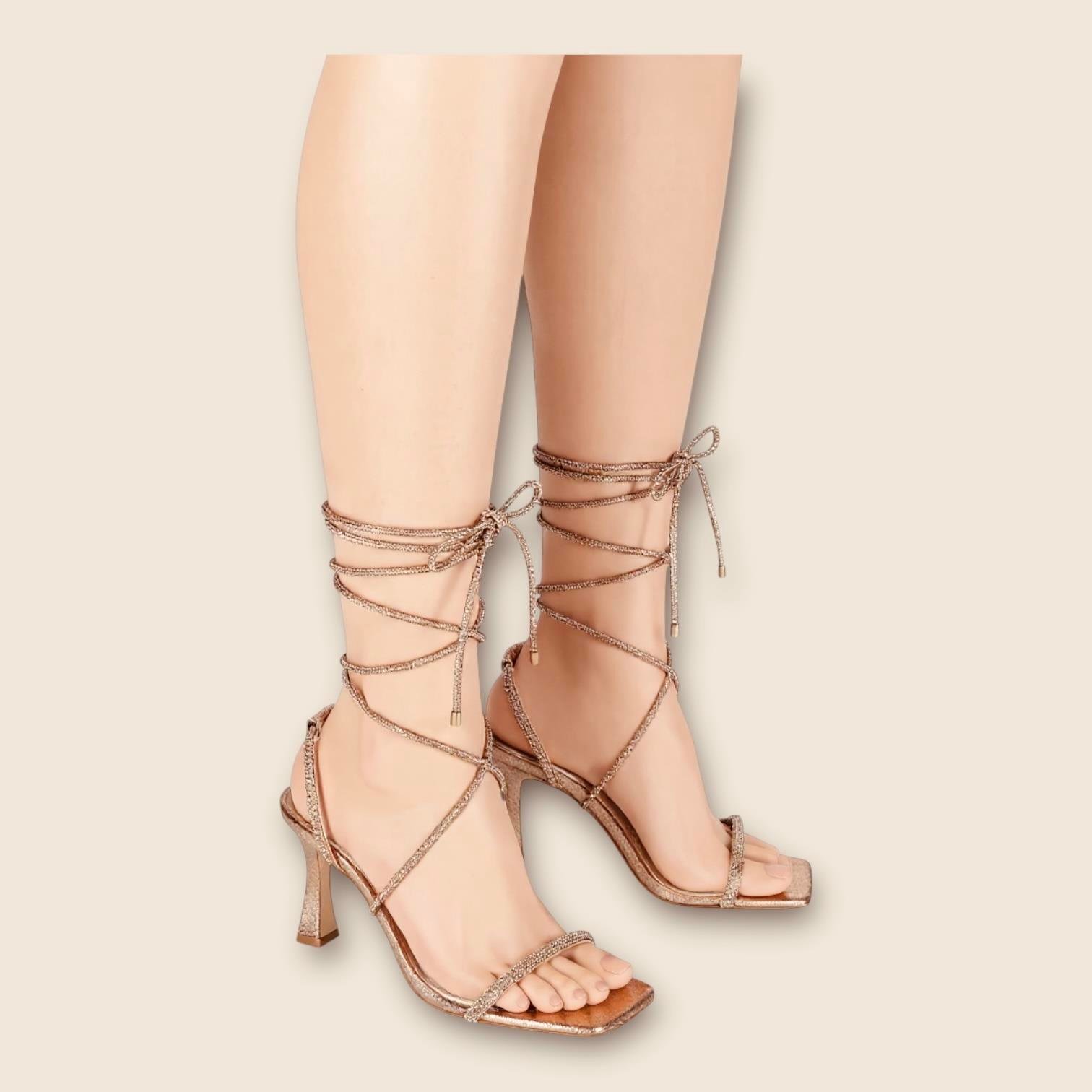 Kadın Taş Kordon Detaylı Abiye Ayakkabı Rose