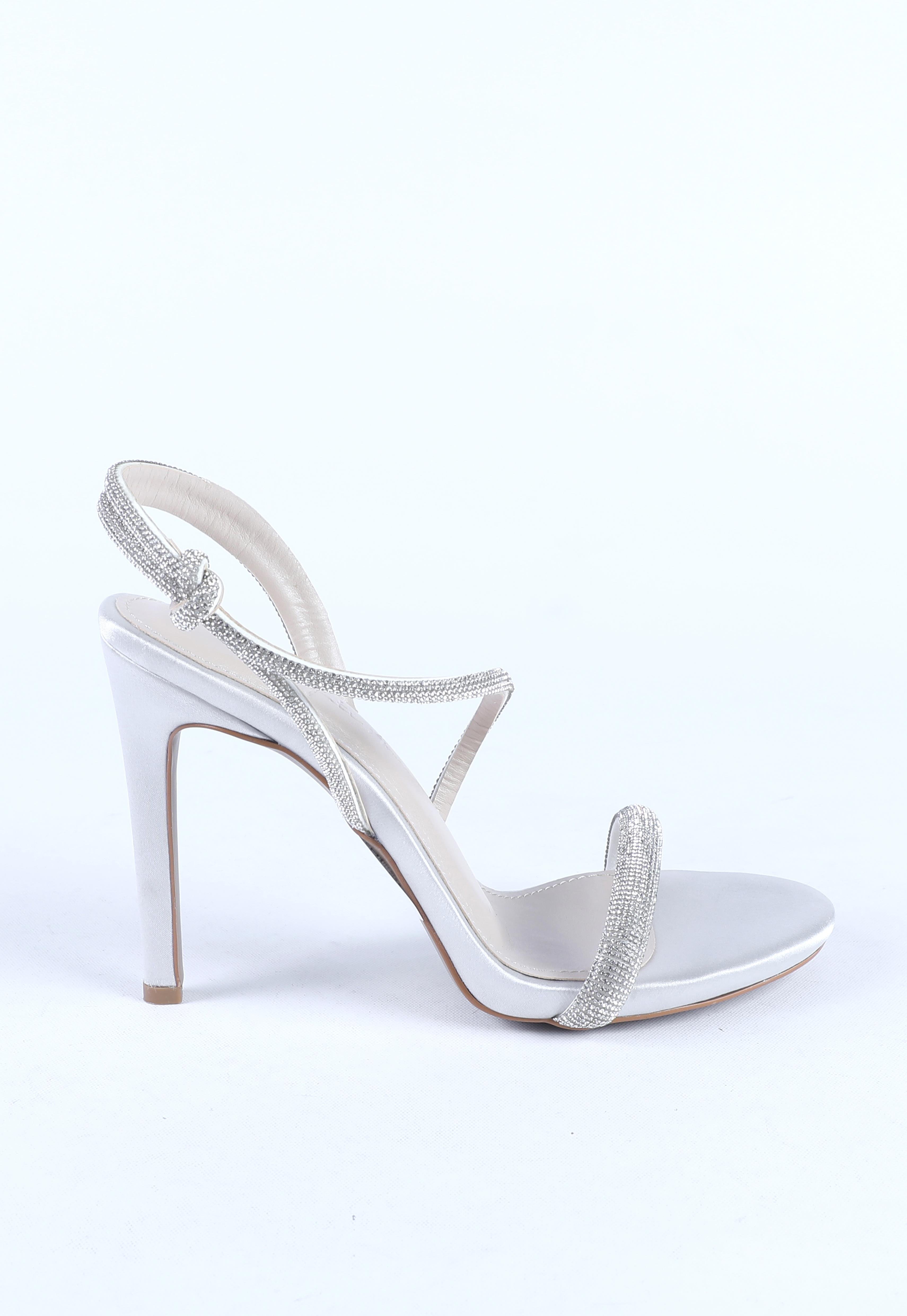 Kadın Taş Kordon Detaylı Abiye Ayakkabı Gümüş