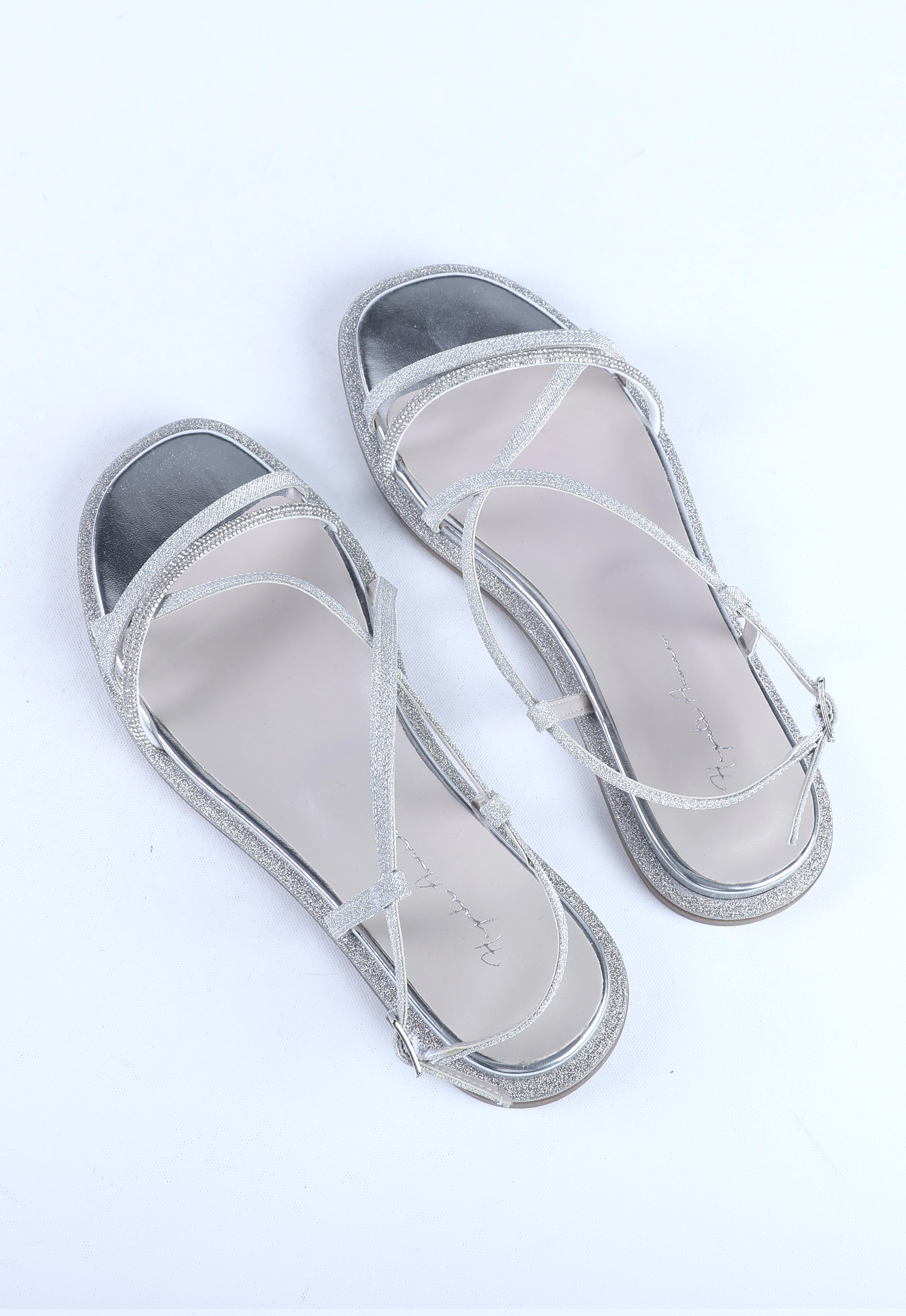 Kadın Taş Kordon Detaylı Abiye Ayakkabı Gümüş