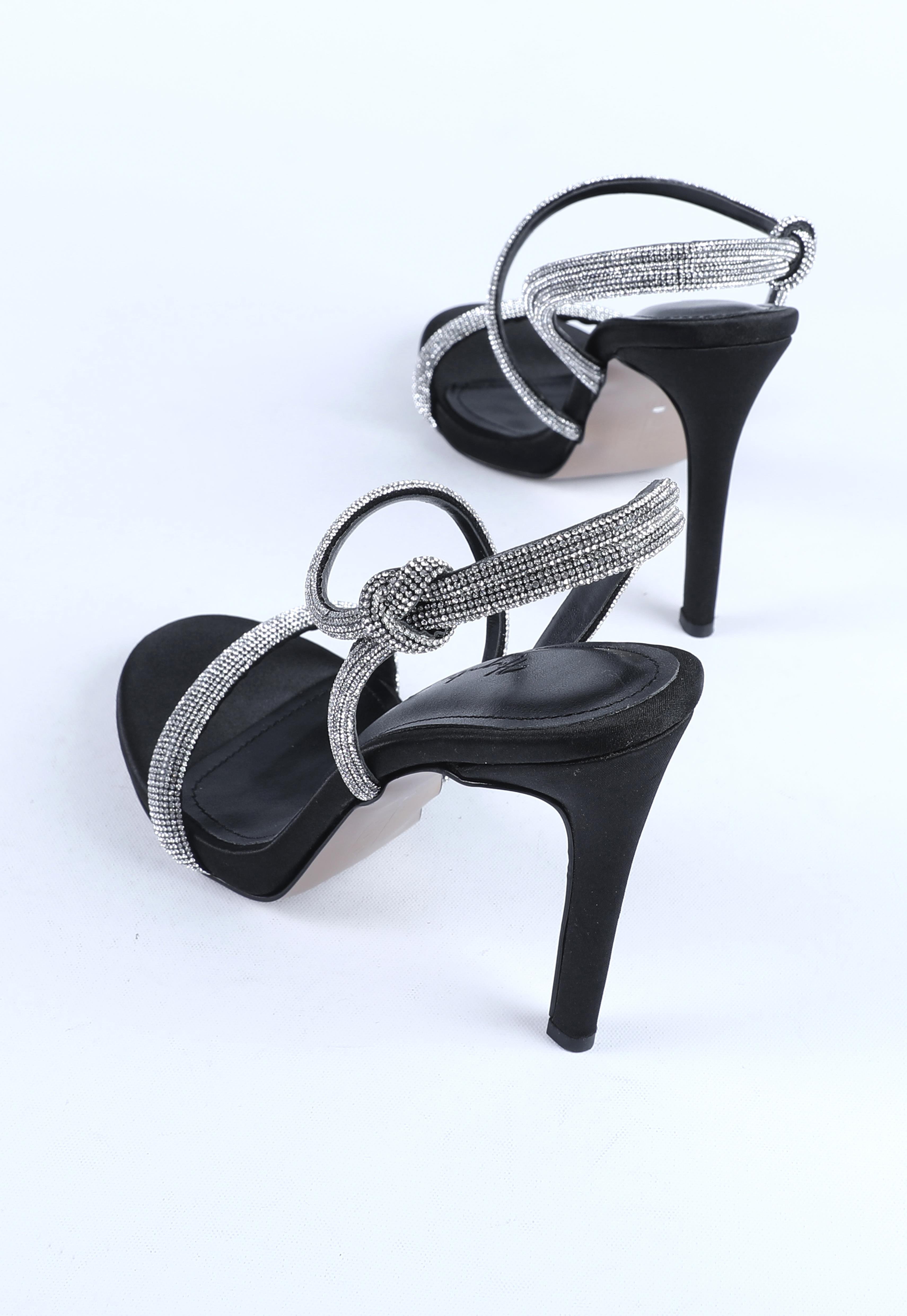 Kadın Taş Kordon Detaylı Abiye Ayakkabı Siyah