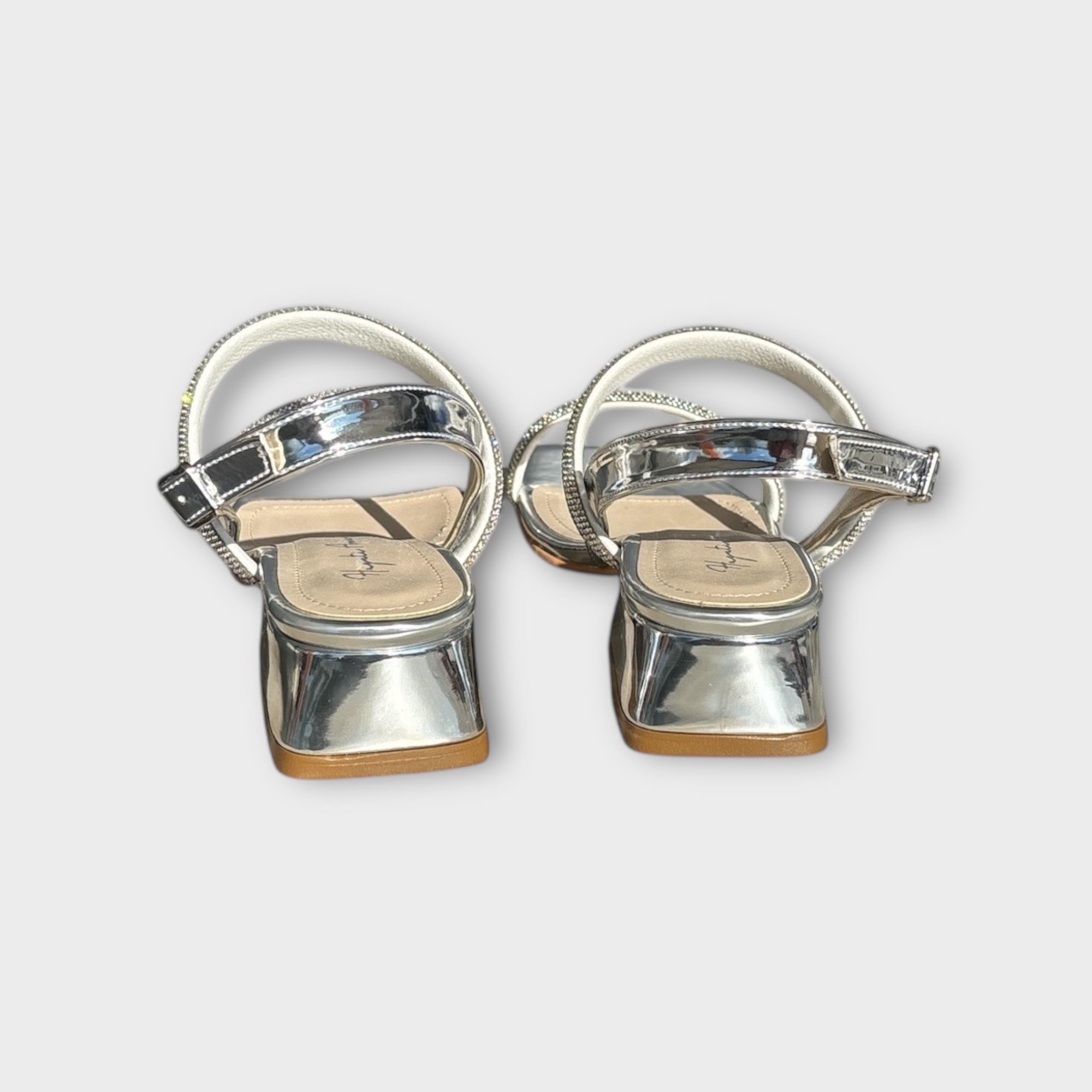 Kadın Taş Kordon Detaylı Abiye Sandalet Gümüş