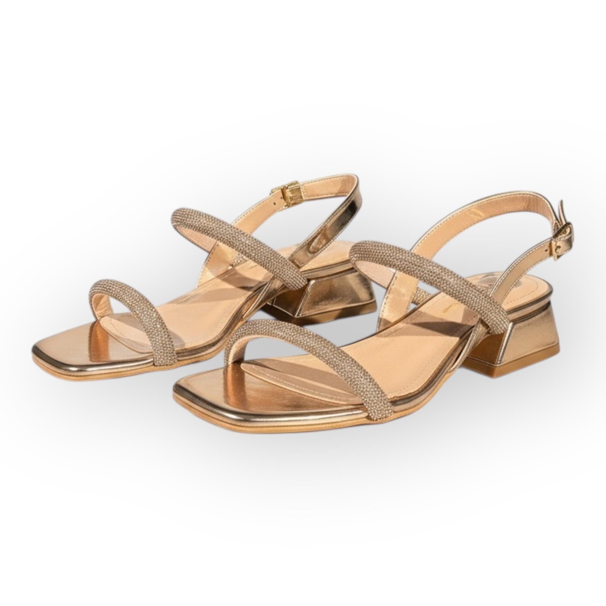 Kadın Taş Kordon Detaylı Abiye Sandalet Altın