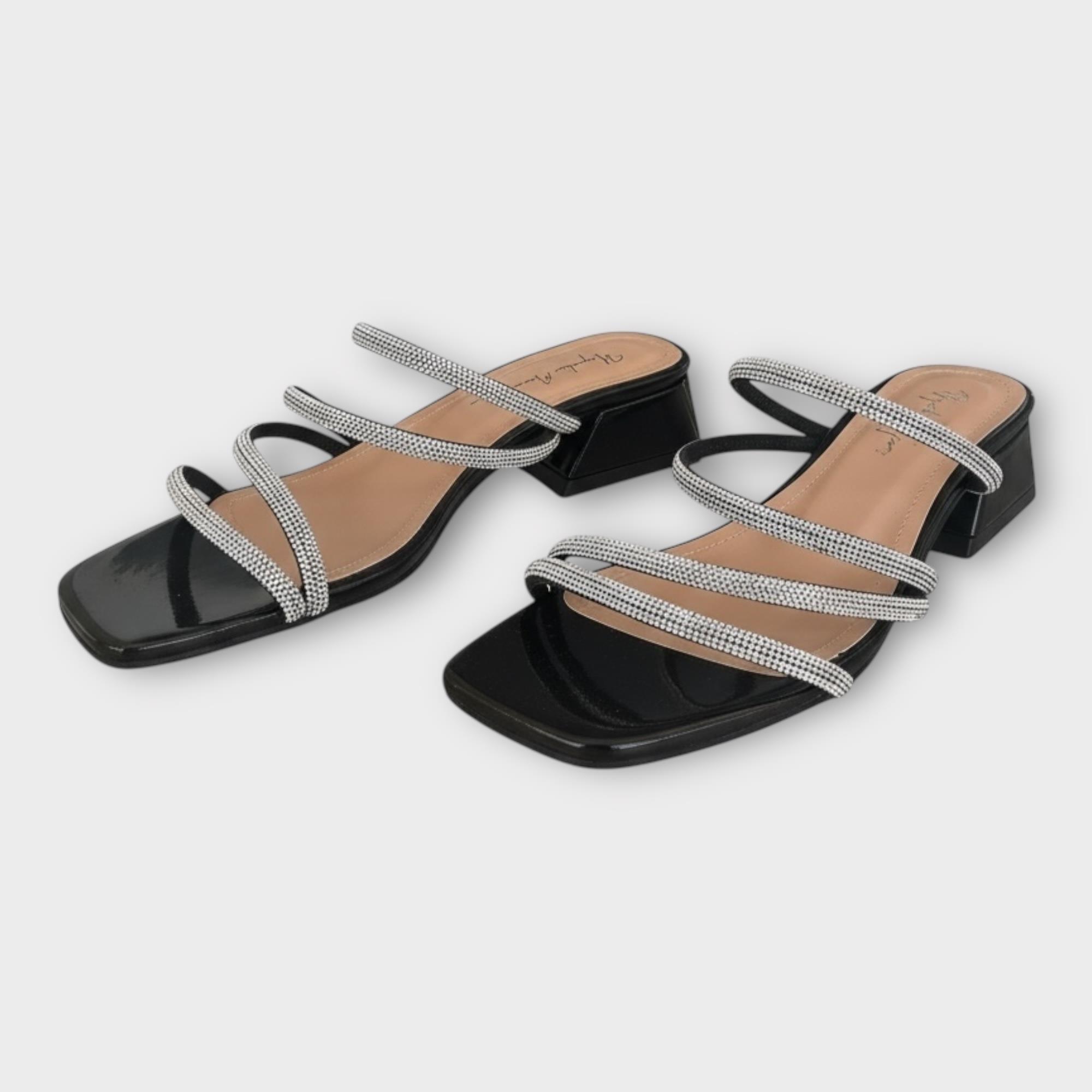 Kadın Taş Kordon Detaylı Abiye Terlik Siyah