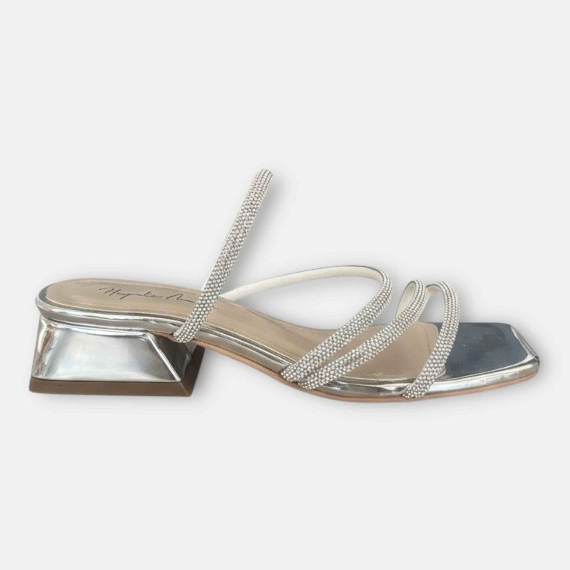 Kadın Taş Kordon Detaylı Abiye Terlik Gümüş