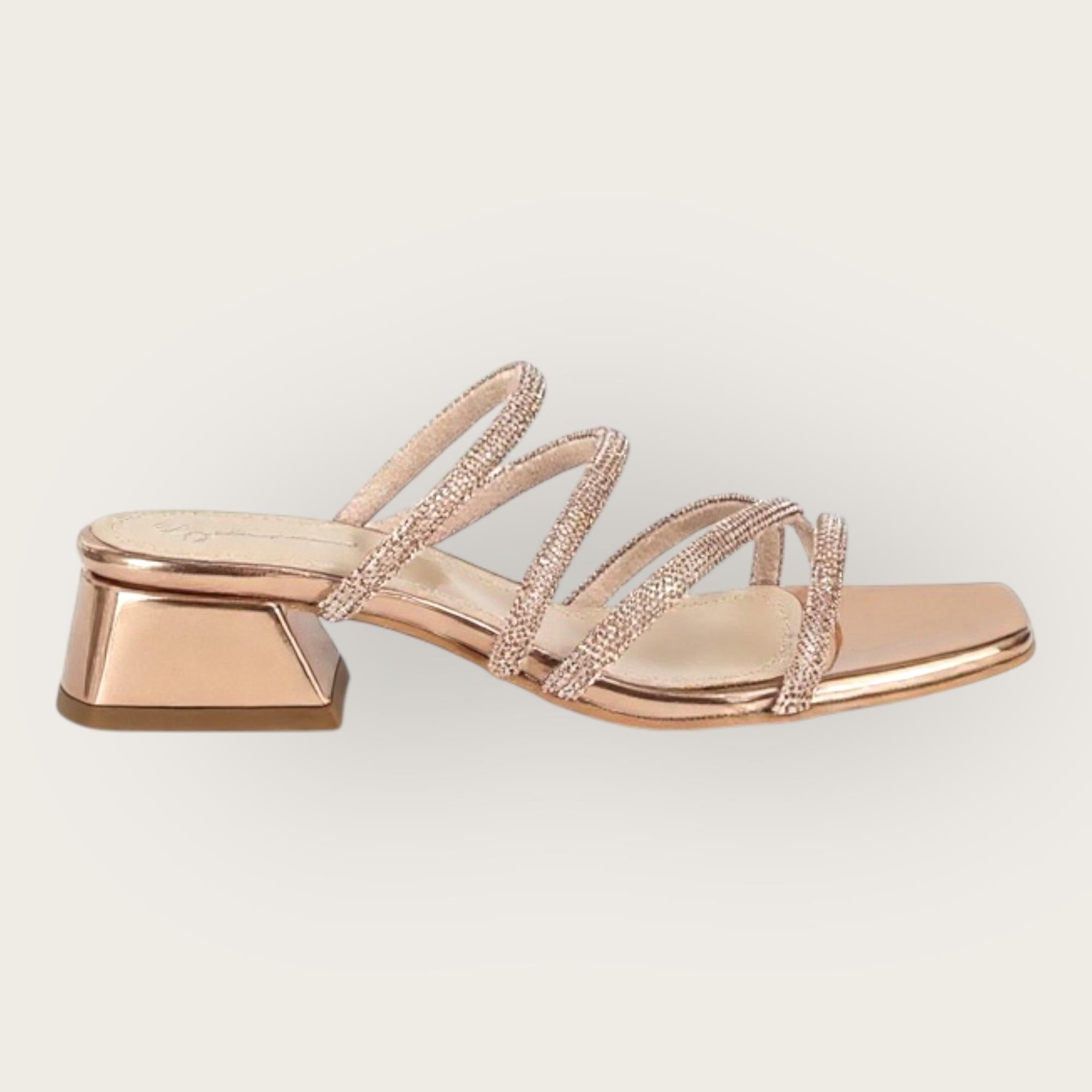 Kadın Taş Kordon Detaylı Abiye Terlik Altın