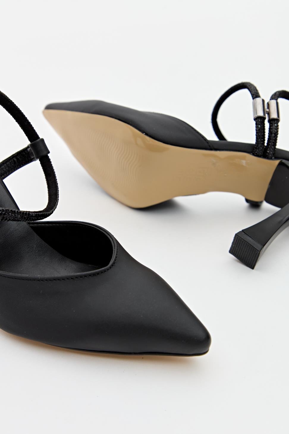 Kadın Topuklu Üstten Bantlı Abiye Ayakkabı SİYAH